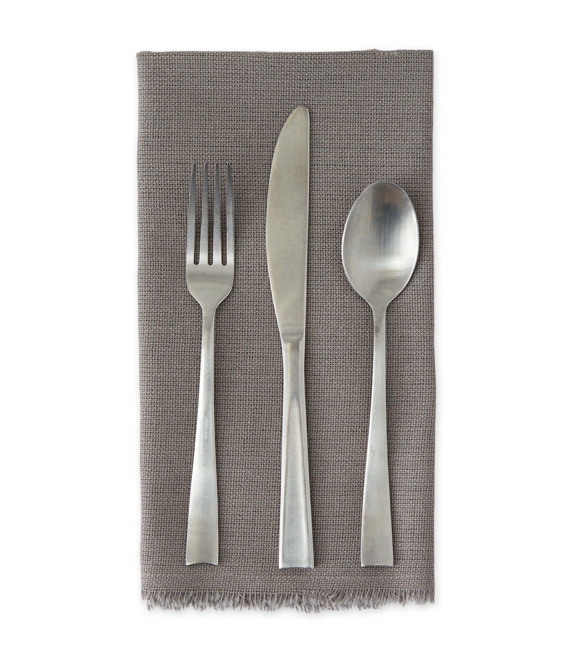 DII Gray Solid Heavyweight Fringed Cotton Dinner Napkin 6-Piece Set