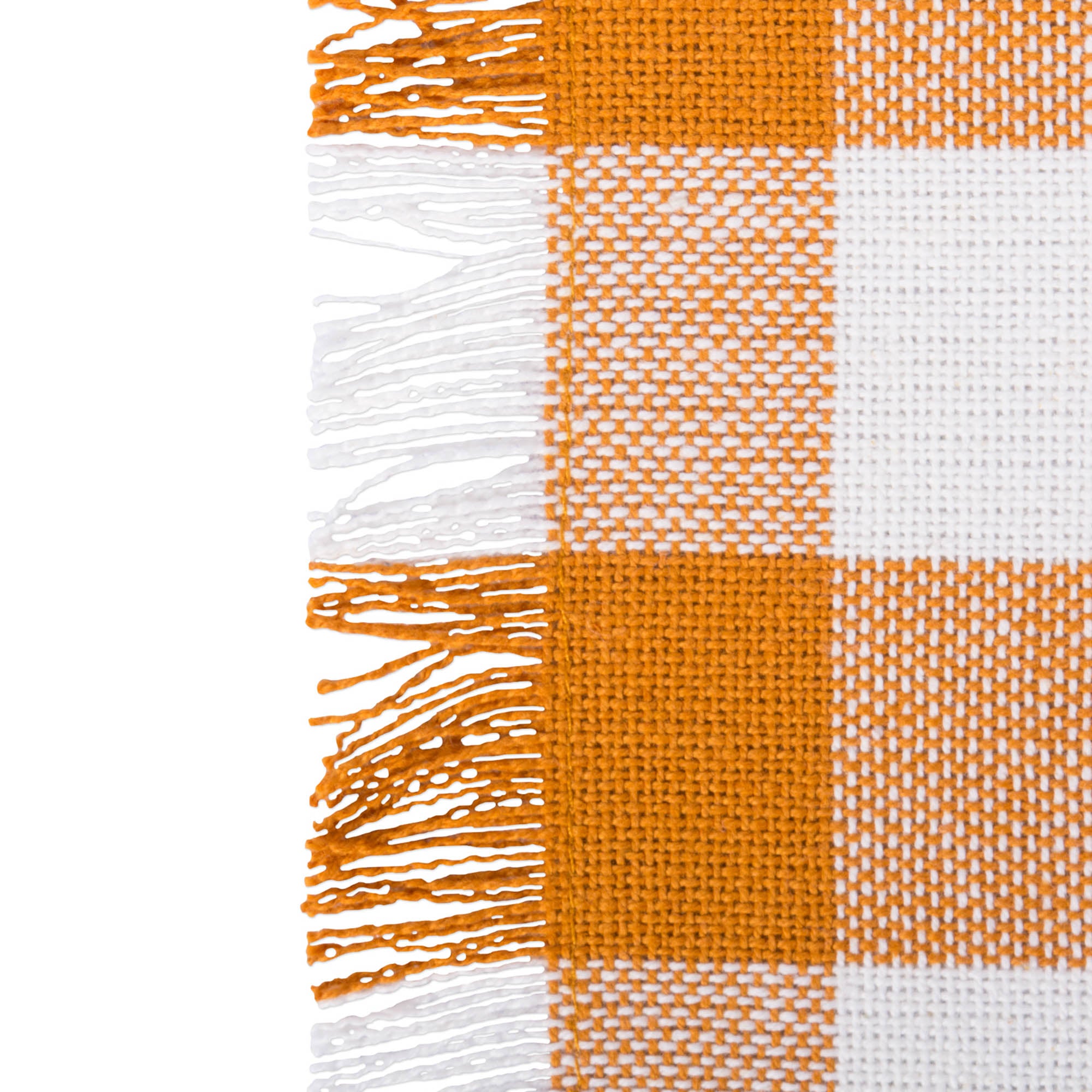 DII Pumpkin Spice Heavyweight Check Fringed Cotton Table Runner, 14" x 72"