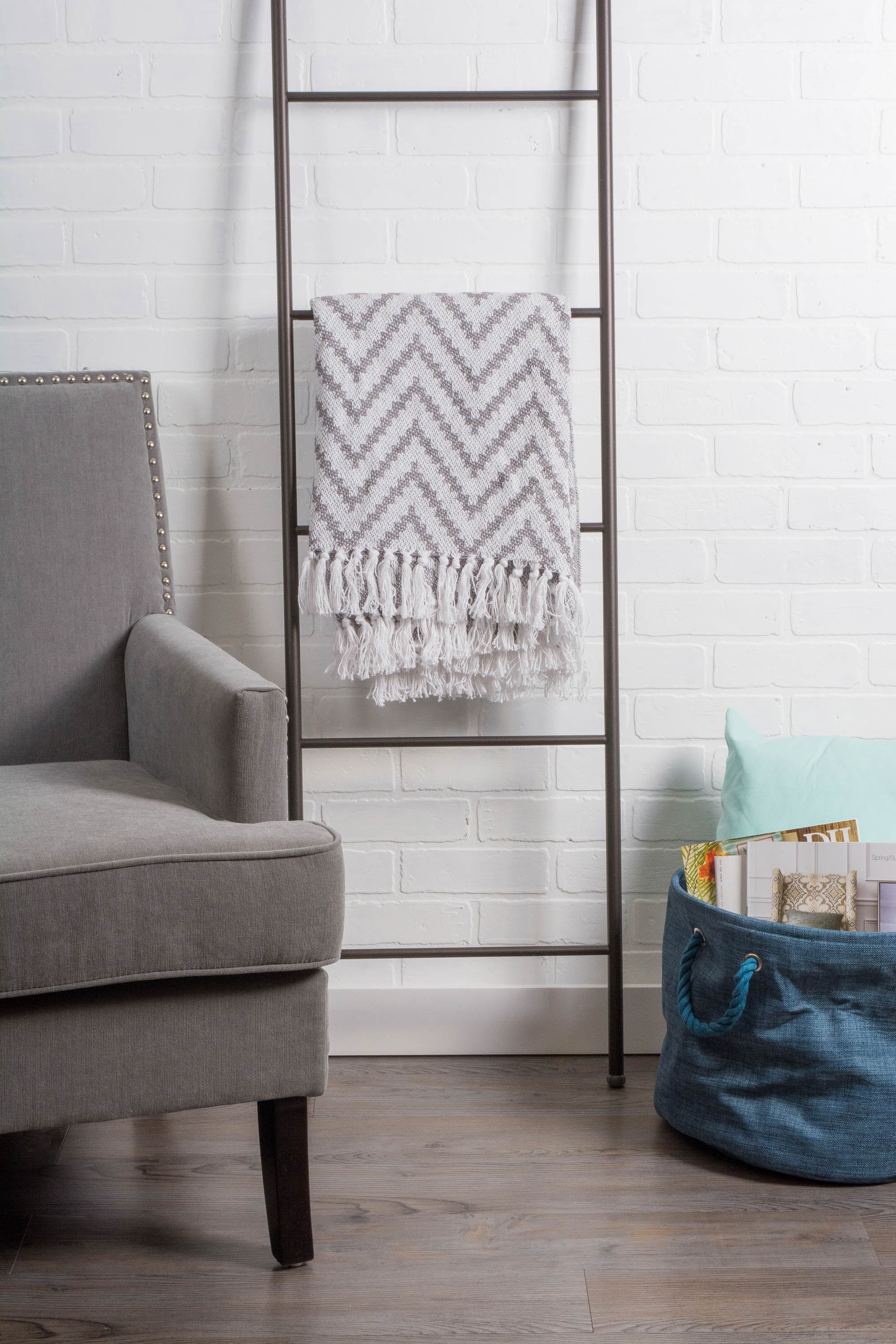 Gray Large Chevron Throw