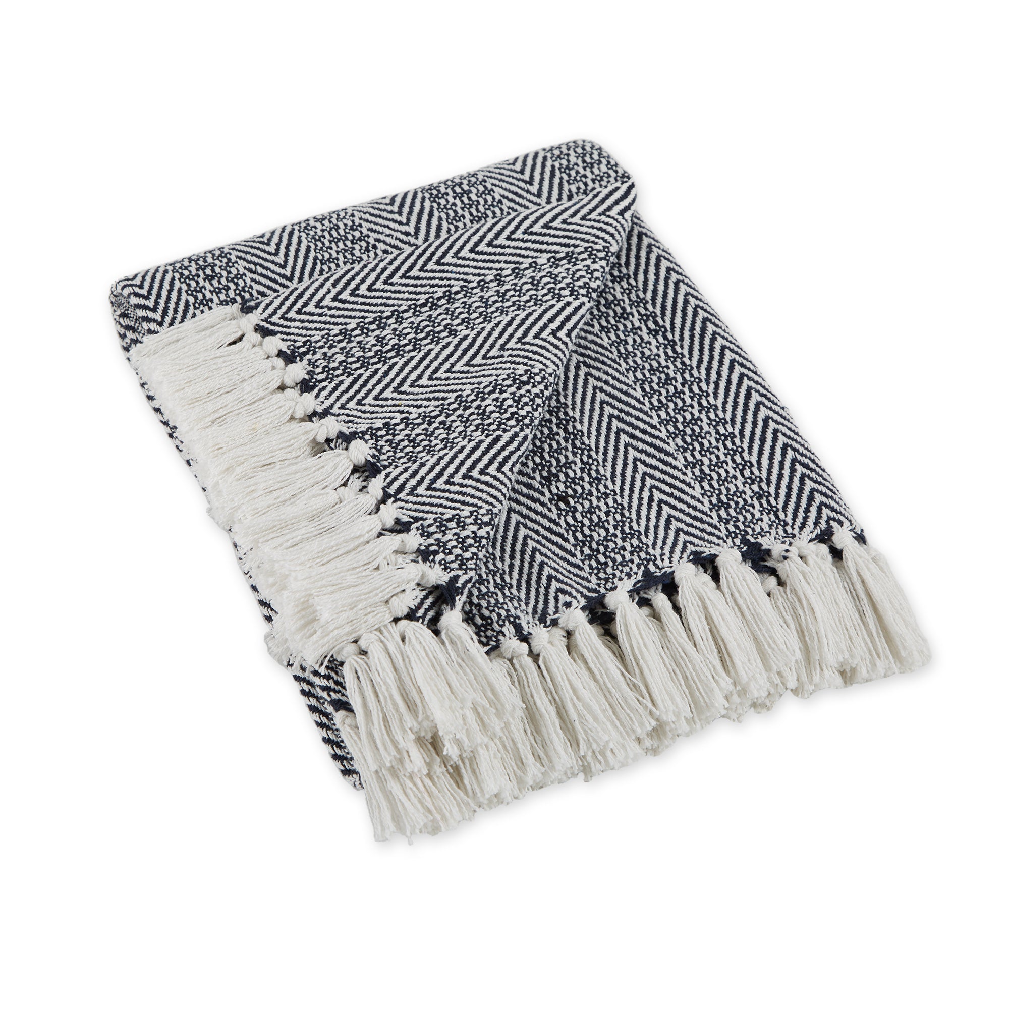 Nautical Blue Herringbone Stripe Throw