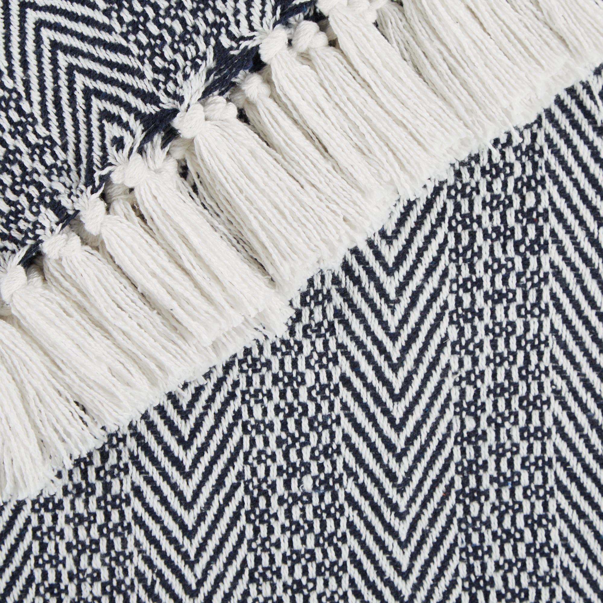 Nautical Blue Herringbone Stripe Throw