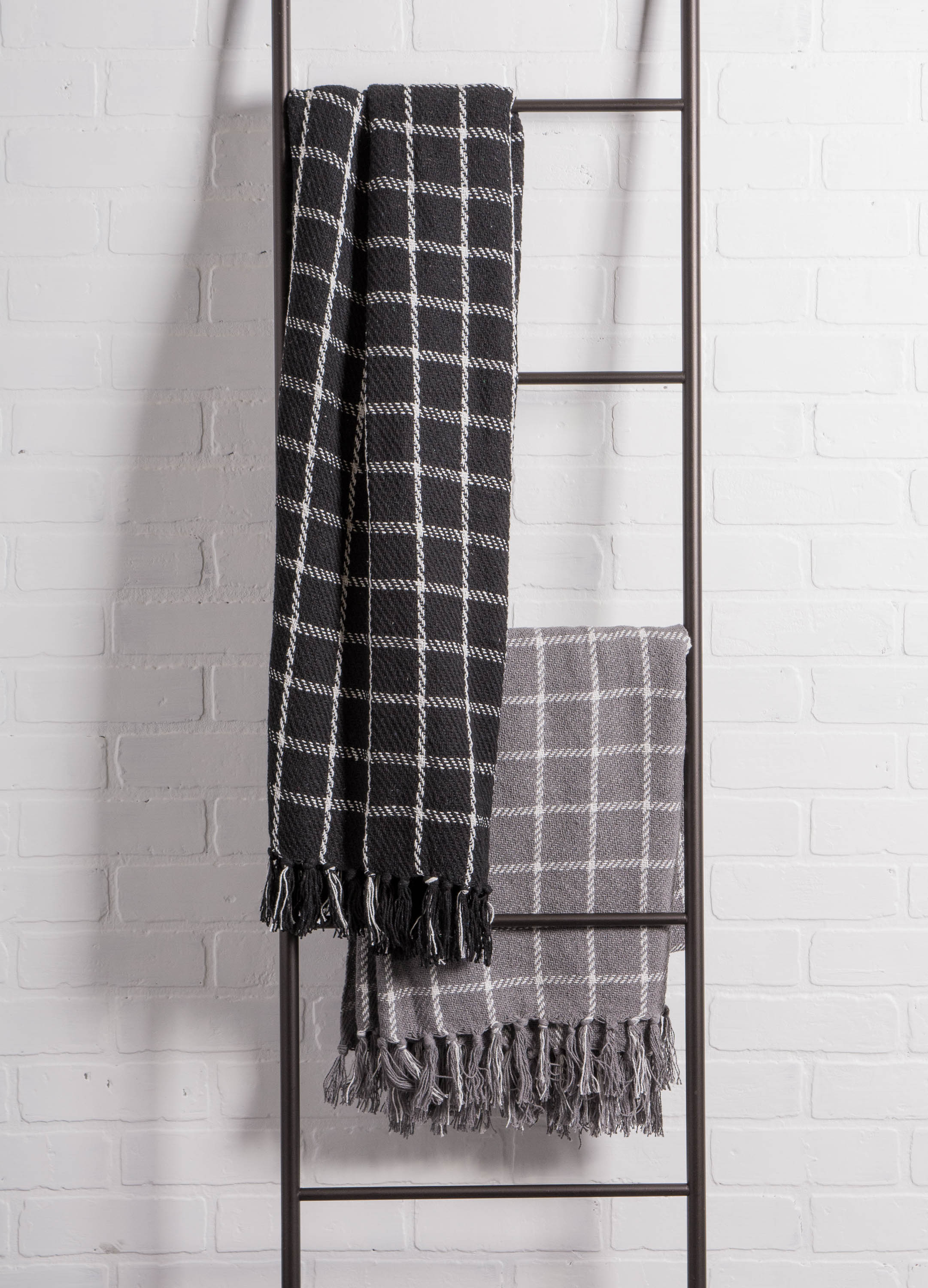 Black Checked Plaid Throw