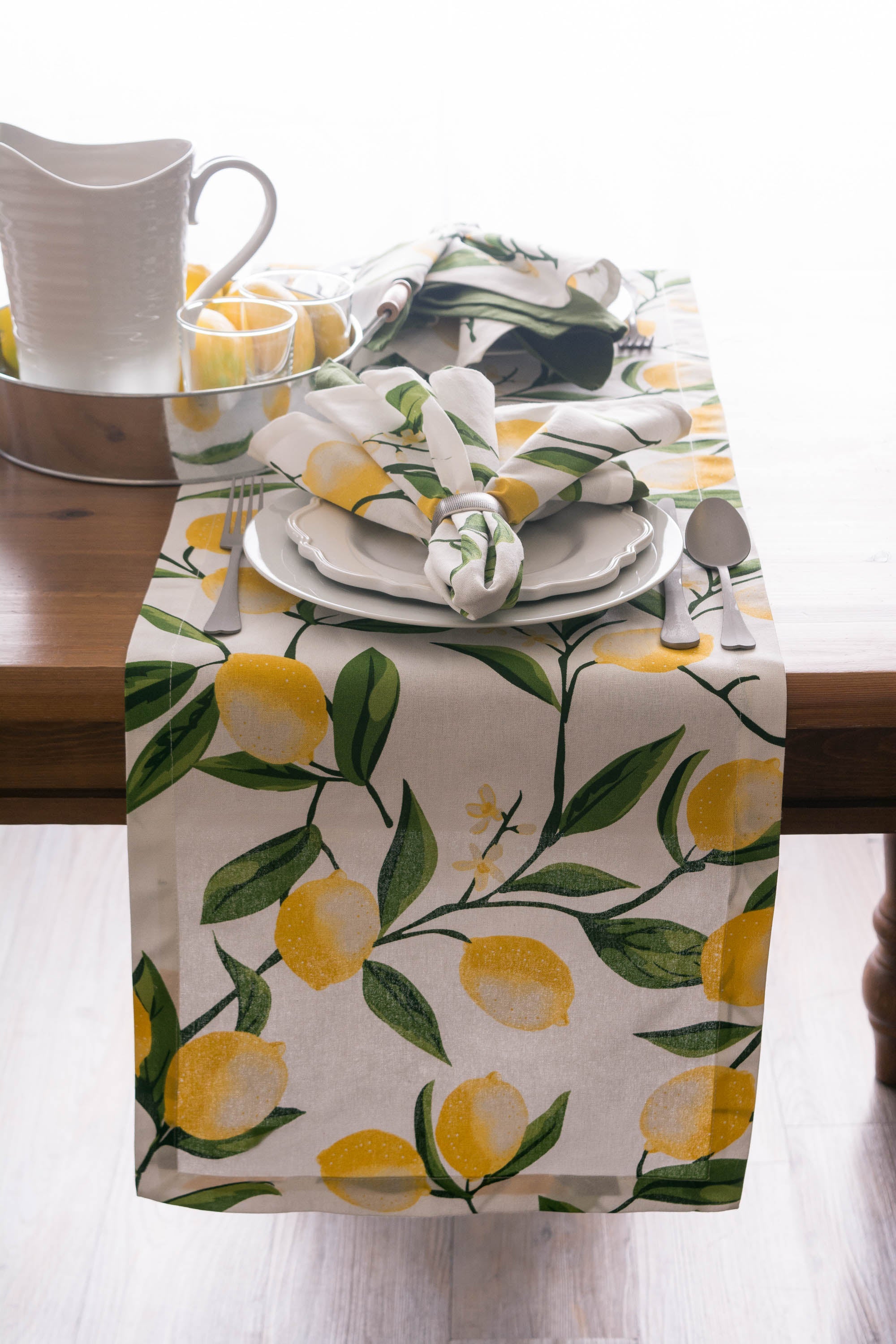 DII Lemon Bliss Print Cotton Table Runner