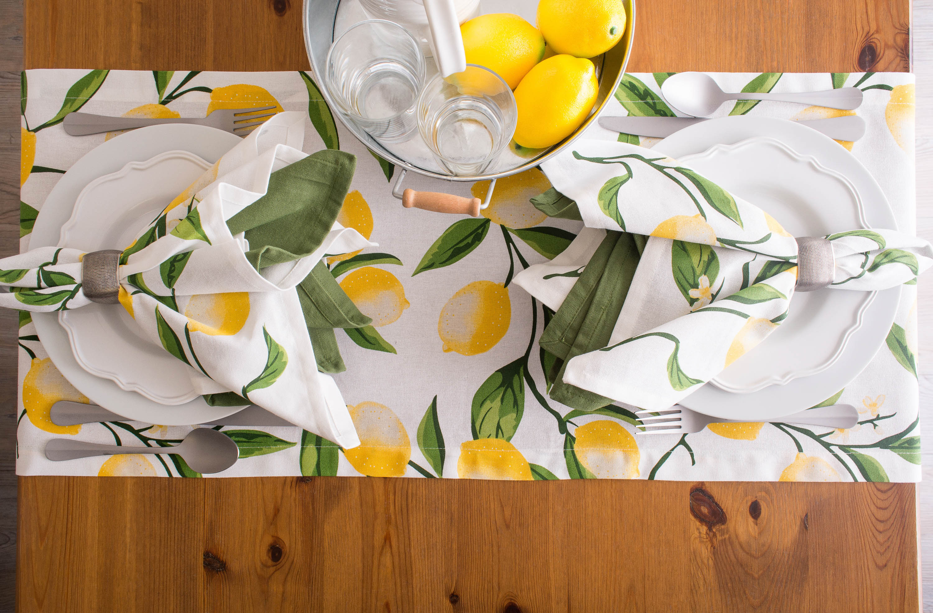 DII Lemon Bliss Print Cotton Table Runner