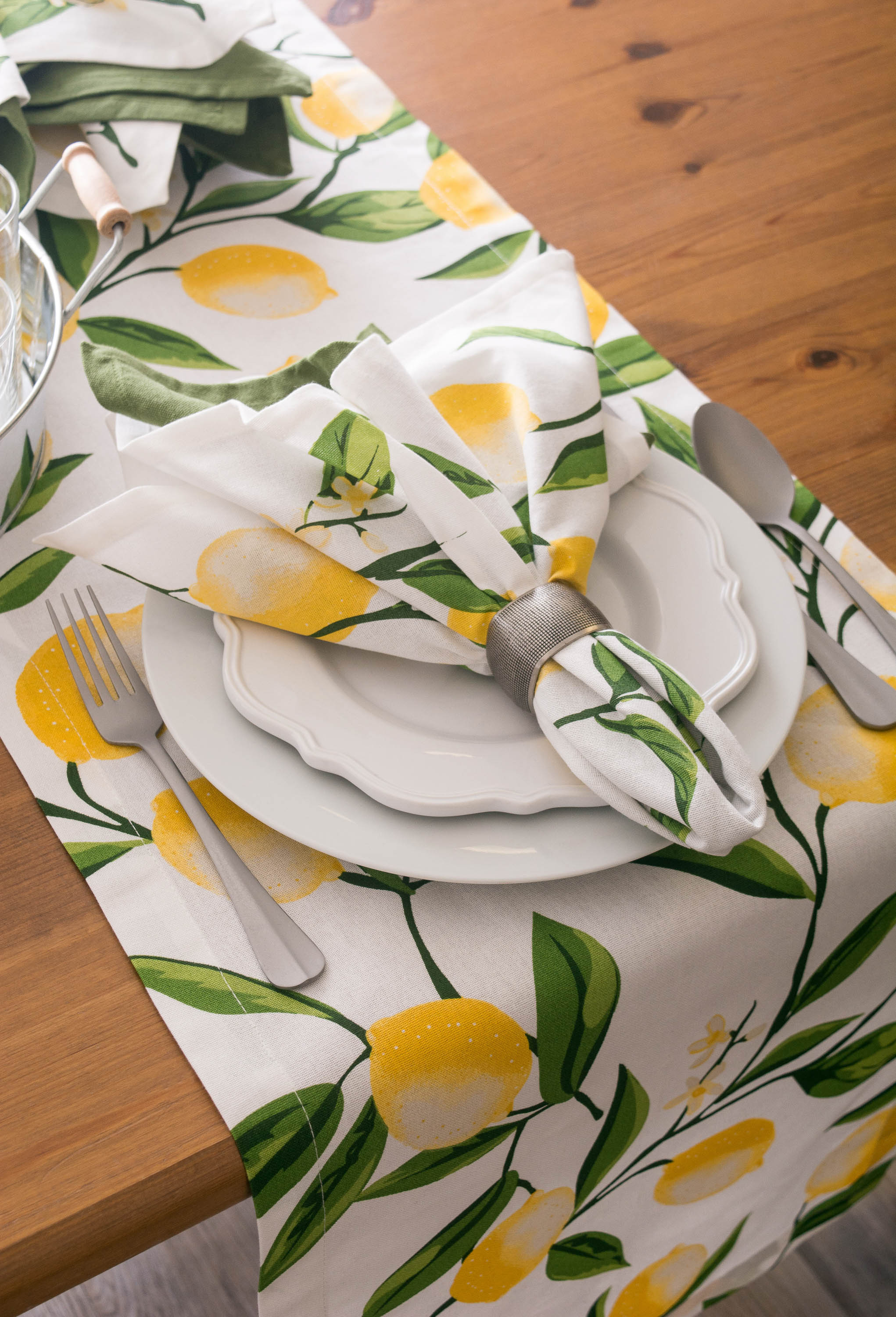 DII Lemon Bliss Print Cotton Table Runner