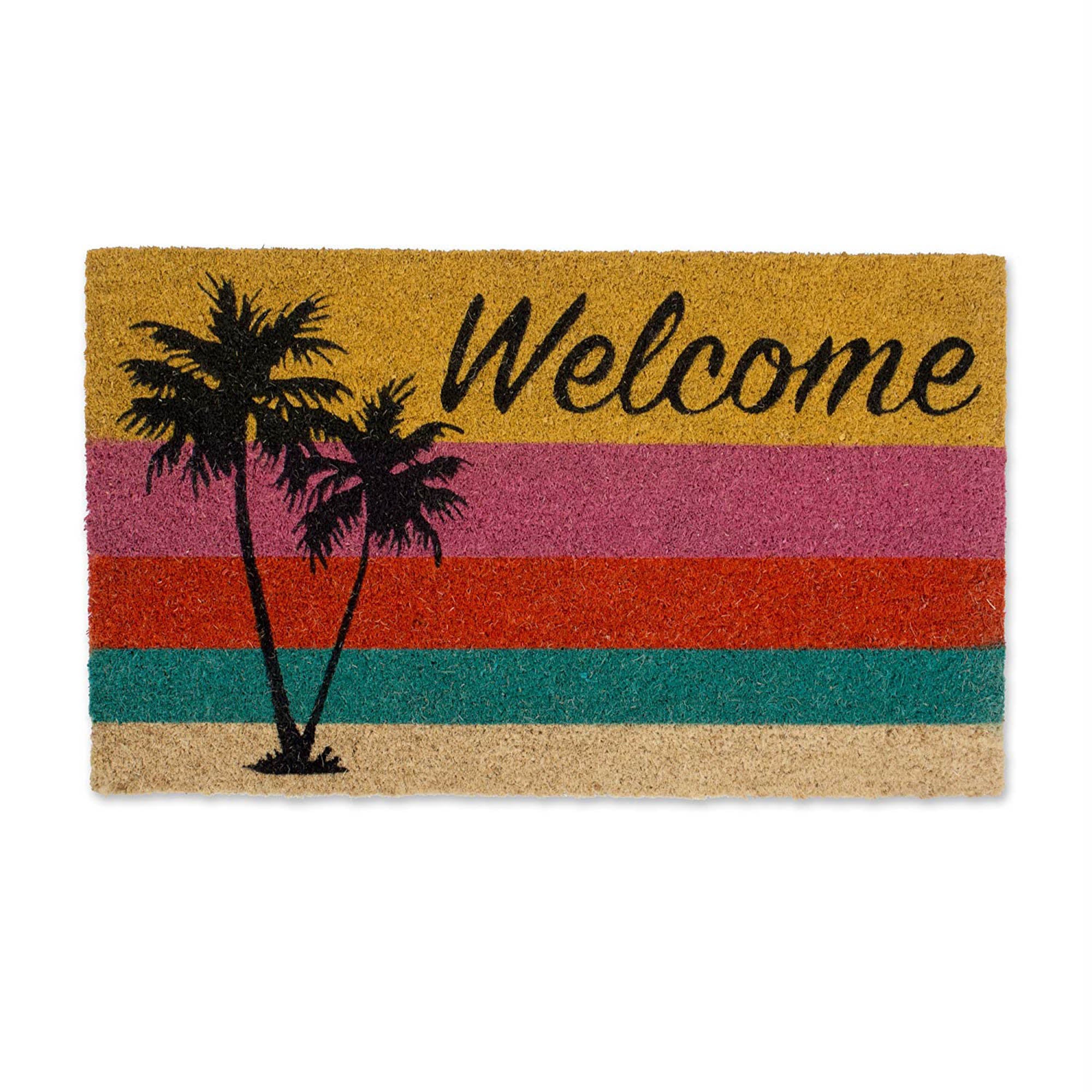 DII Welcome Palm Tree Doormat, Non-Slip PVC Backing