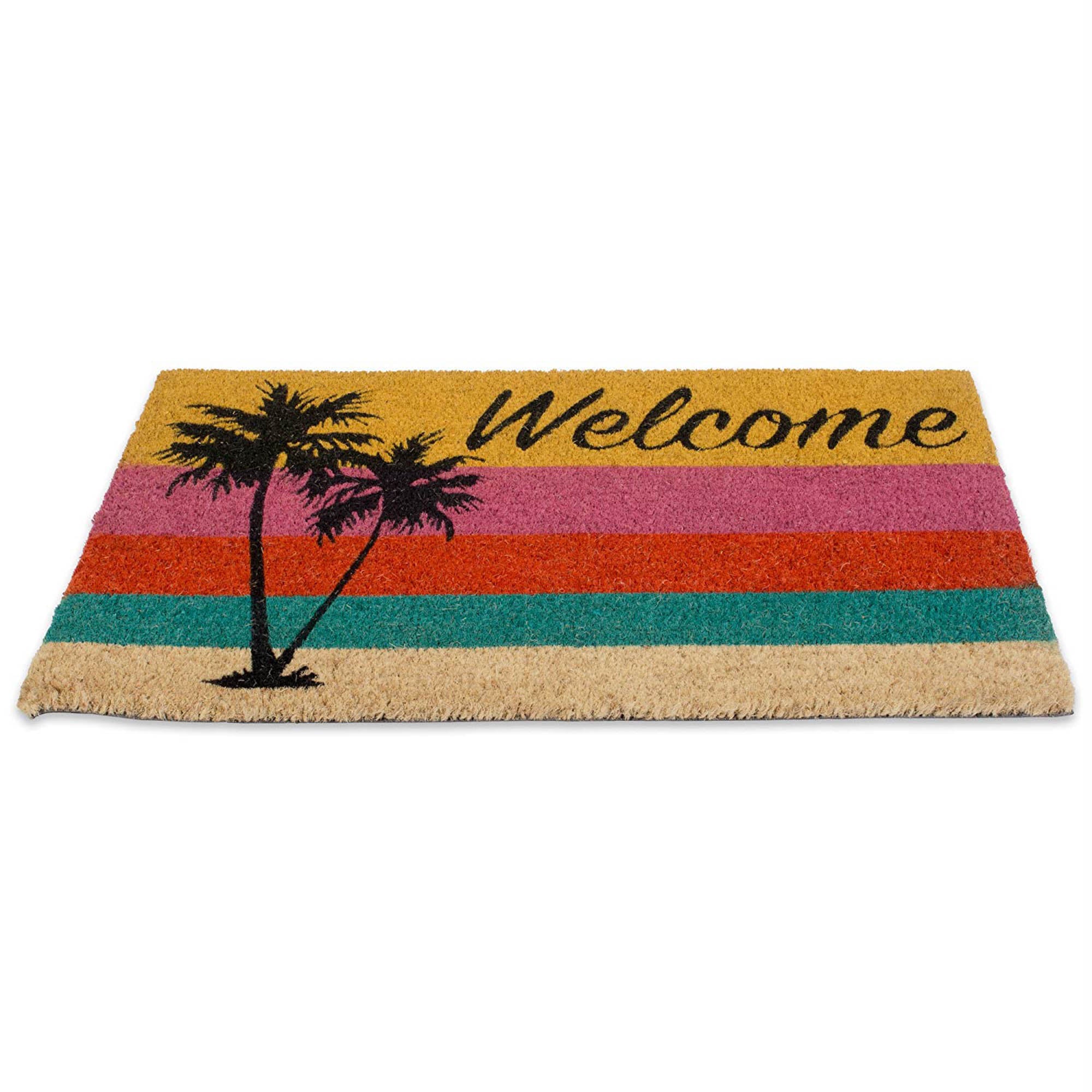 DII Welcome Palm Tree Doormat, Non-Slip PVC Backing