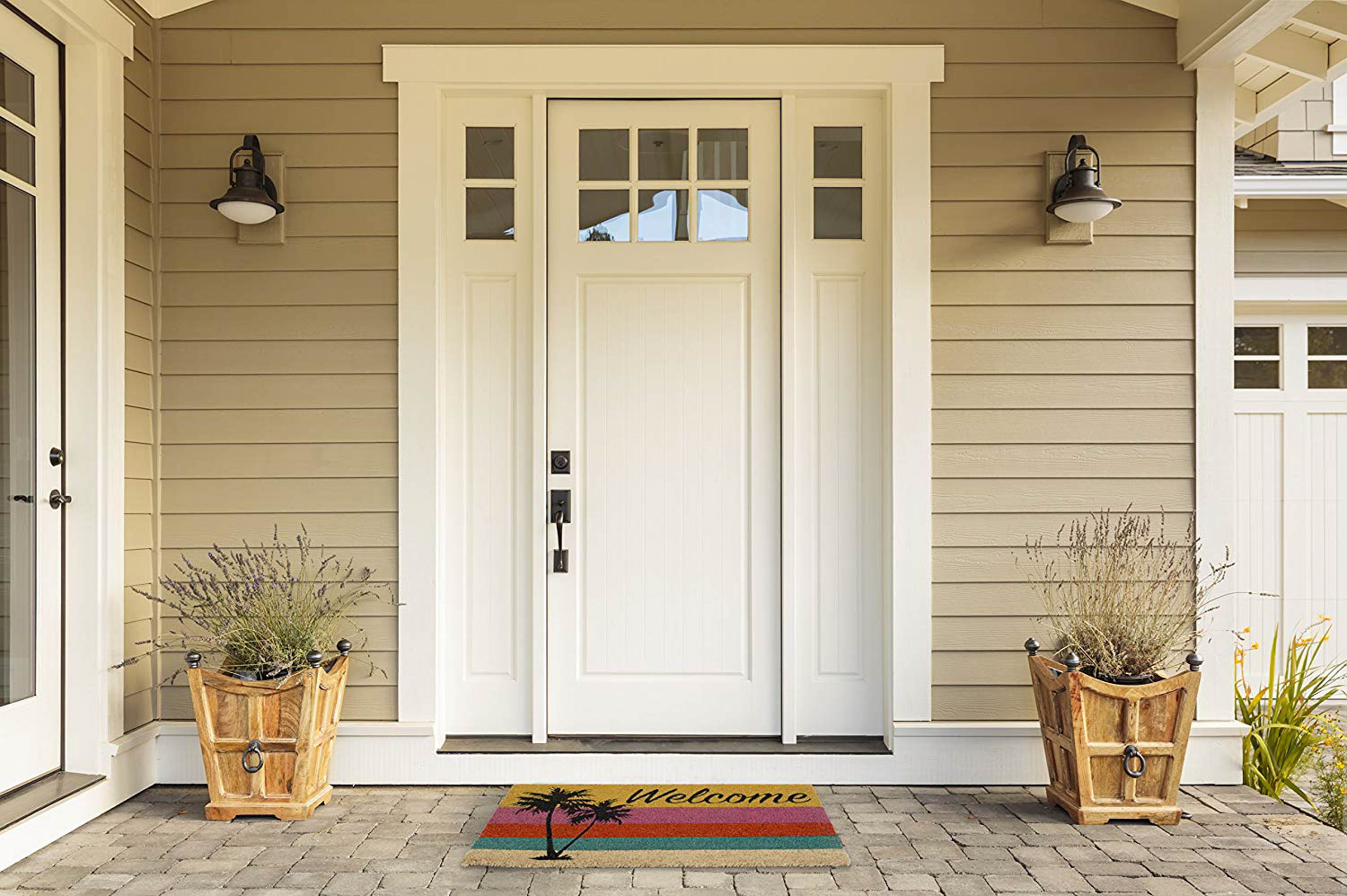 DII Welcome Palm Tree Doormat, Non-Slip PVC Backing