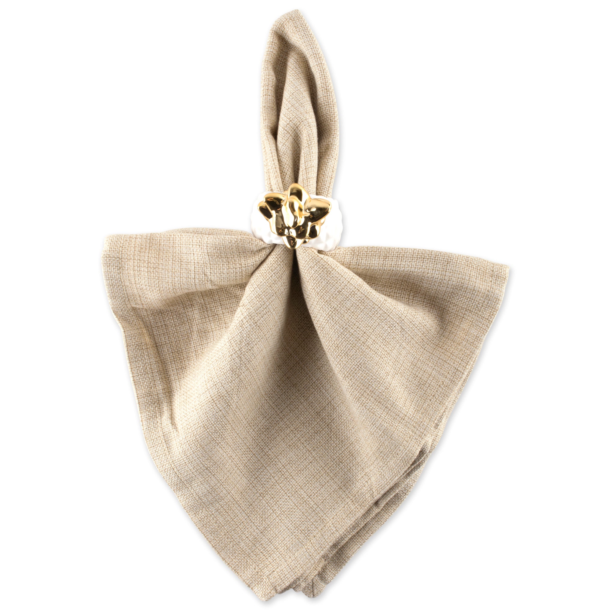 DII Gold Pineapple Ceramic Napkin Ring 4-Piece Set