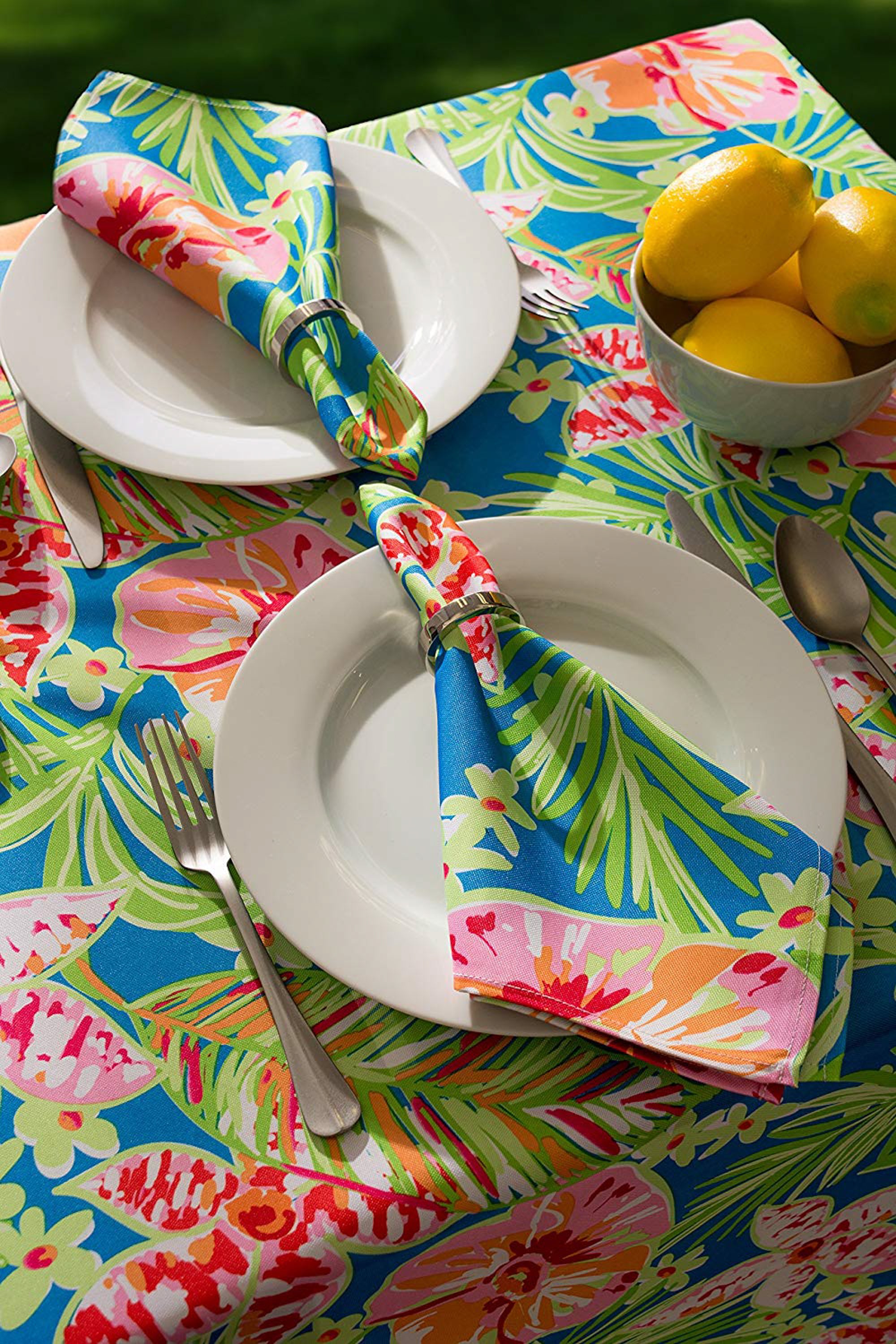 Summer Floral Outdoor Round Tablecloth With Zipper