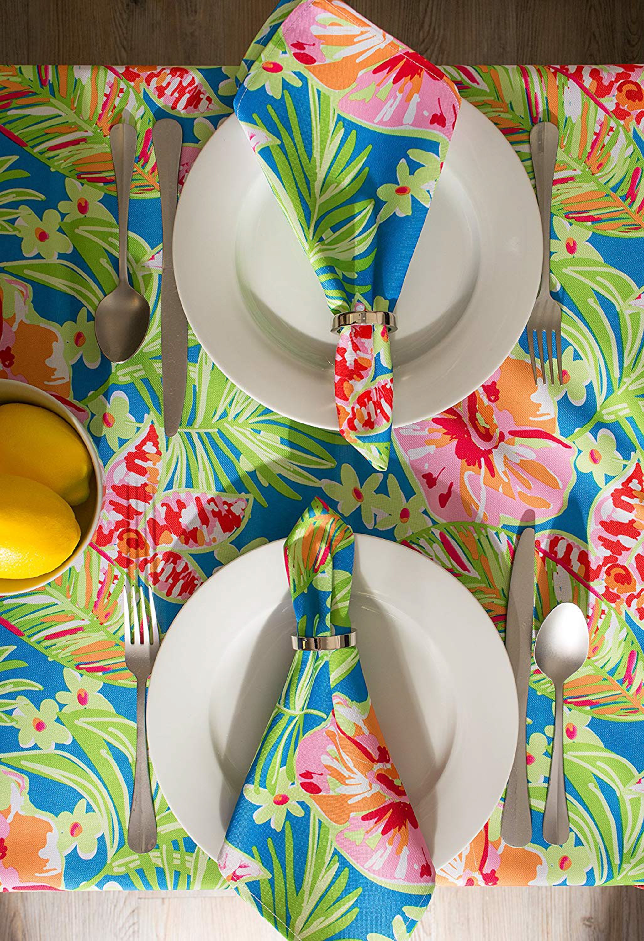 Summer Floral Outdoor Round Tablecloth With Zipper