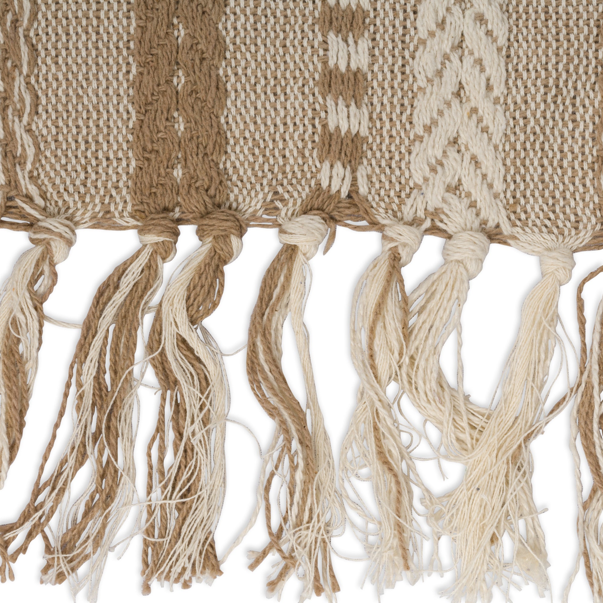 DII Stone Braided Stripe Jacquard Fringe Cotton Table Runner
