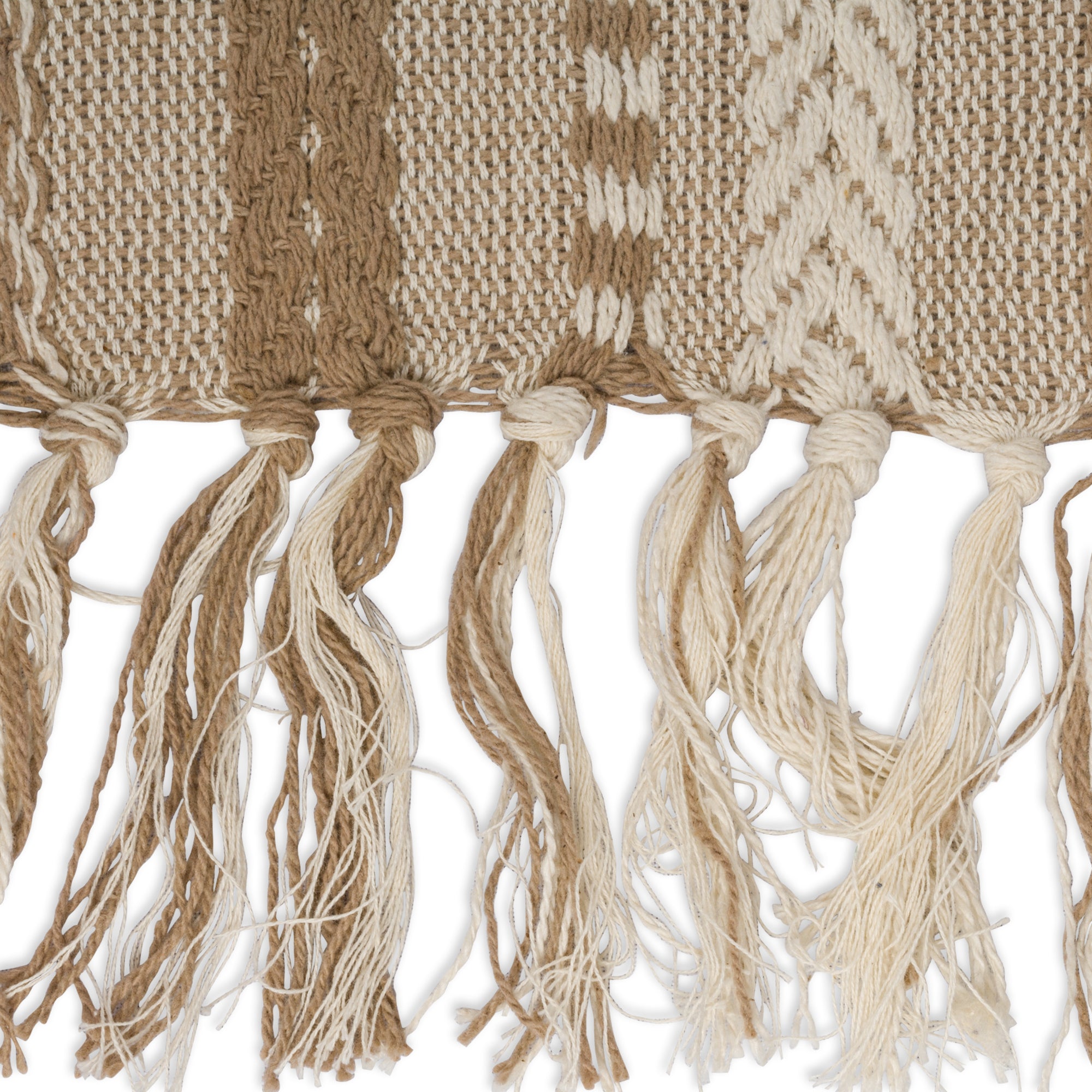 DII Stone Braided Stripe Jacquard Fringe Cotton Table Runner
