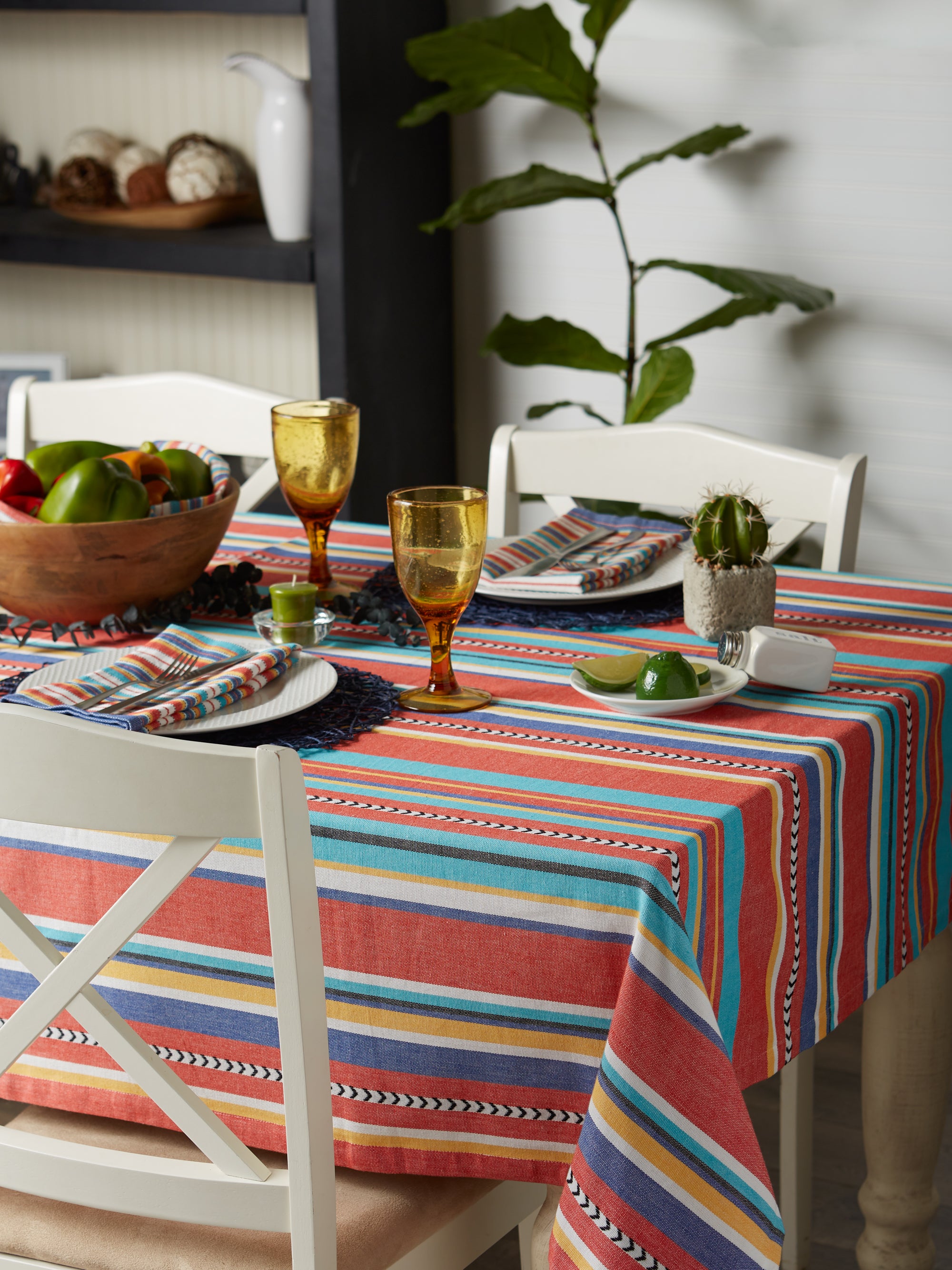 Verano Stripe Dobby Cotton Tablecloth