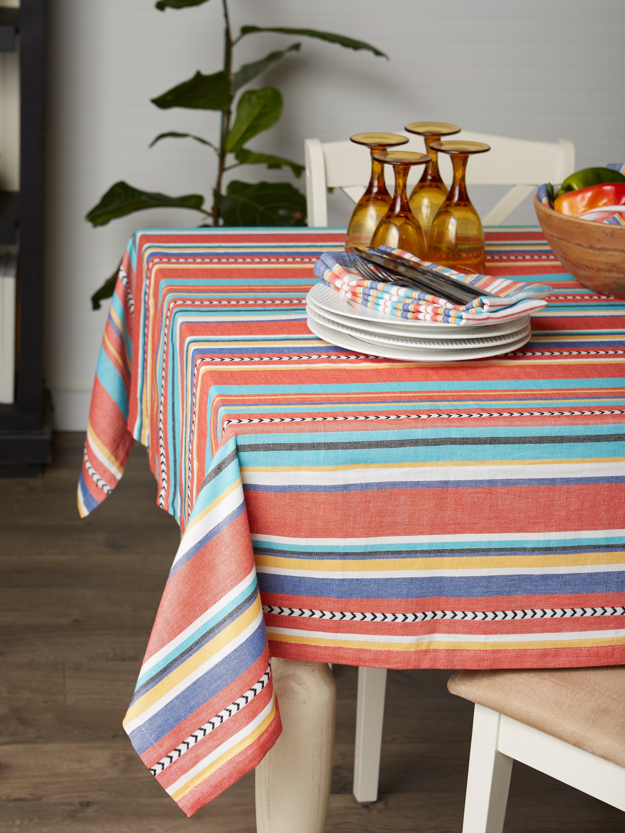 Verano Stripe Dobby Cotton Tablecloth