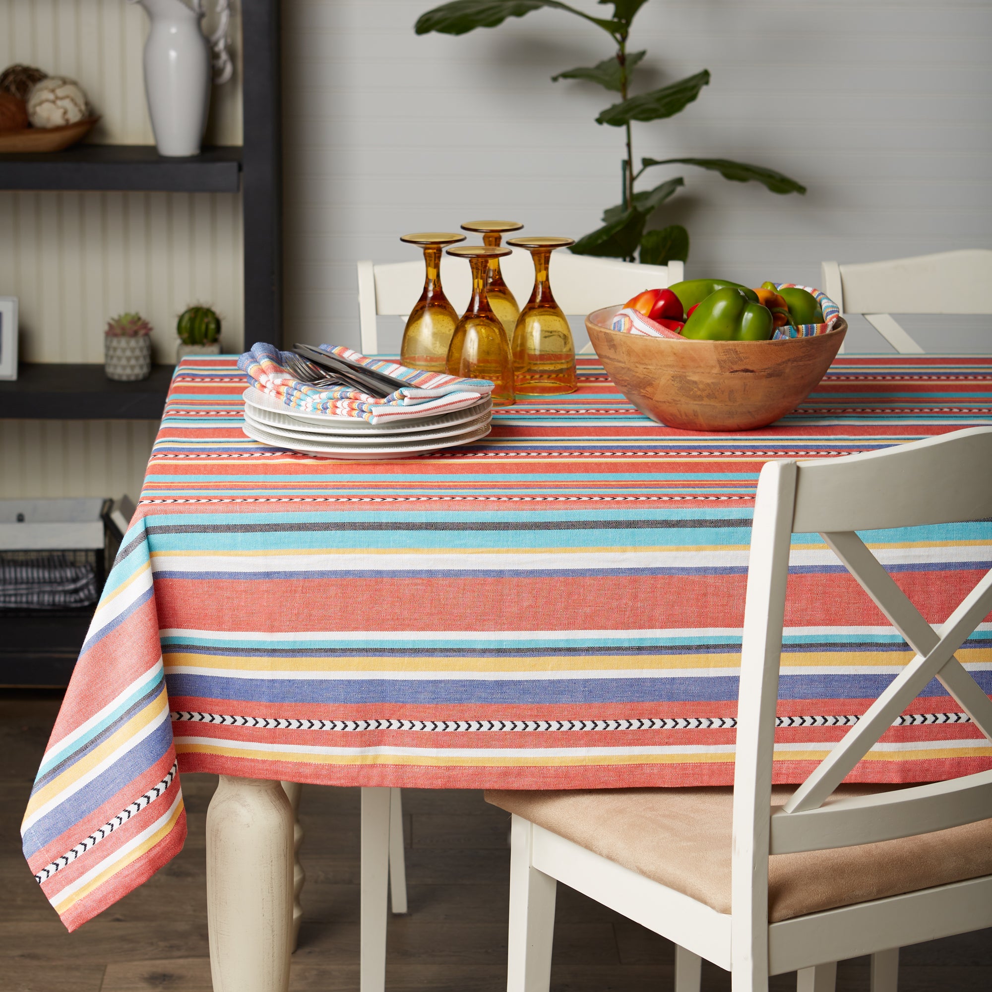 Verano Stripe Dobby Cotton Tablecloth