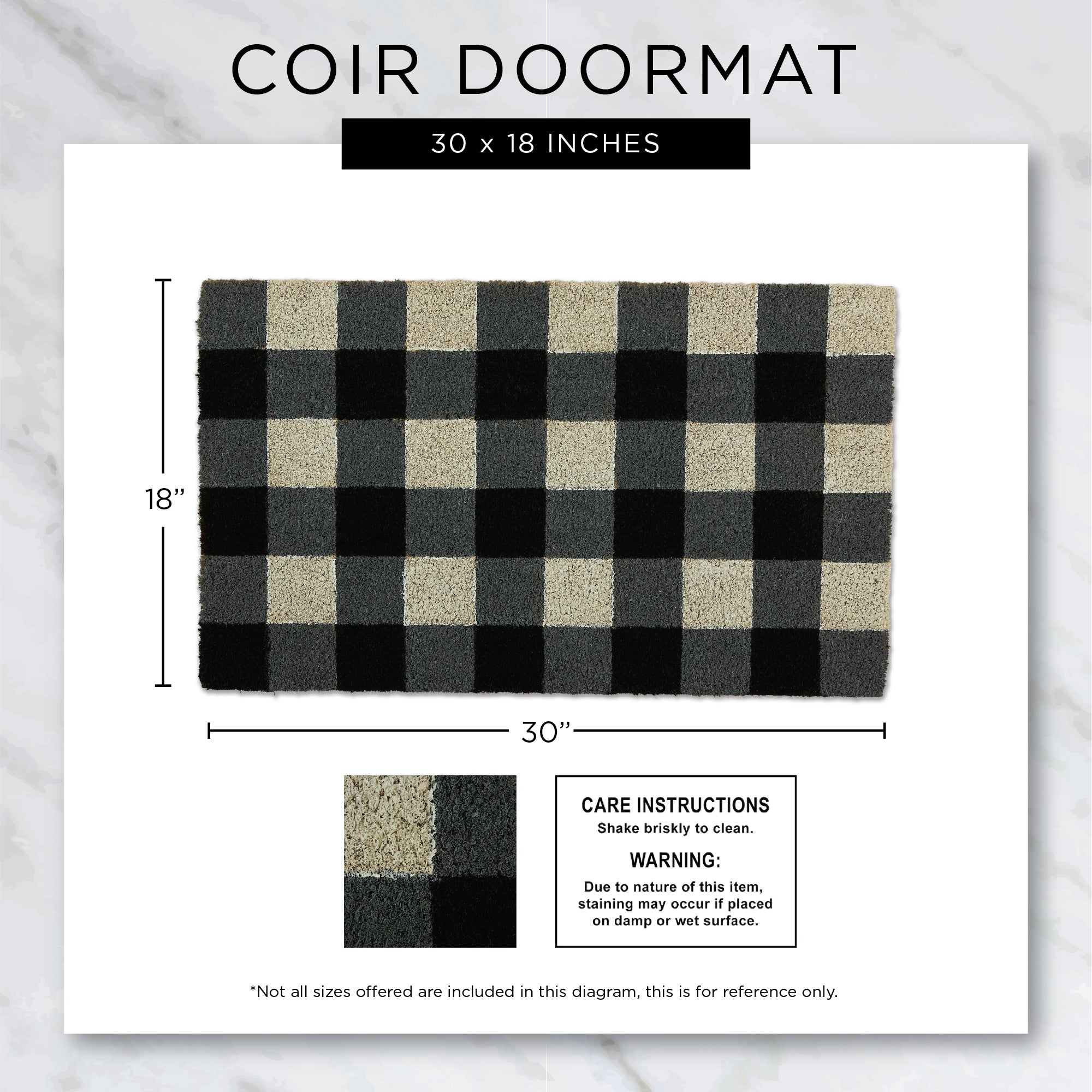 DII Natural Coir Doormat PVC Non-Slip Backing,