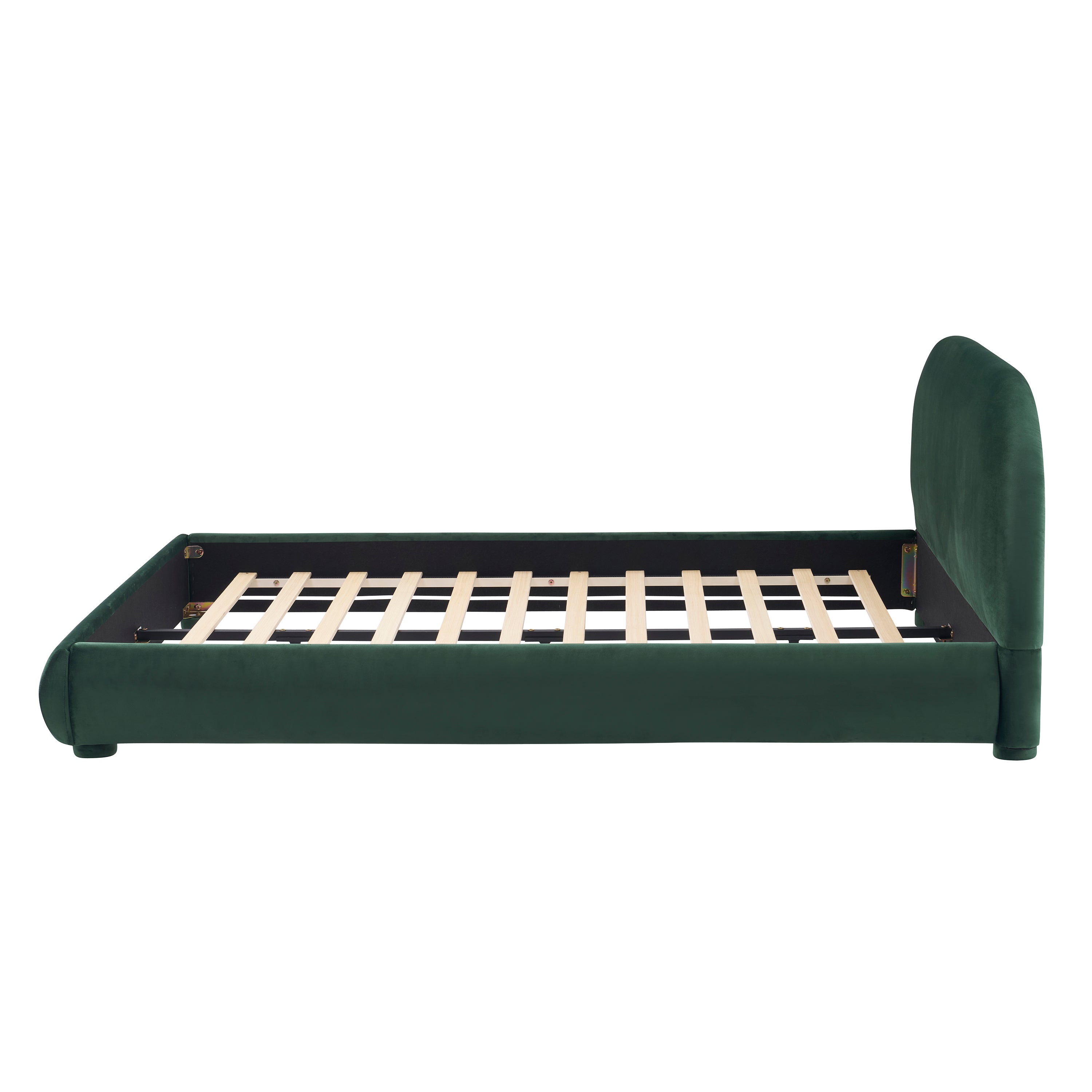 Modern Bed Frame with Upholstered Curved Headboard