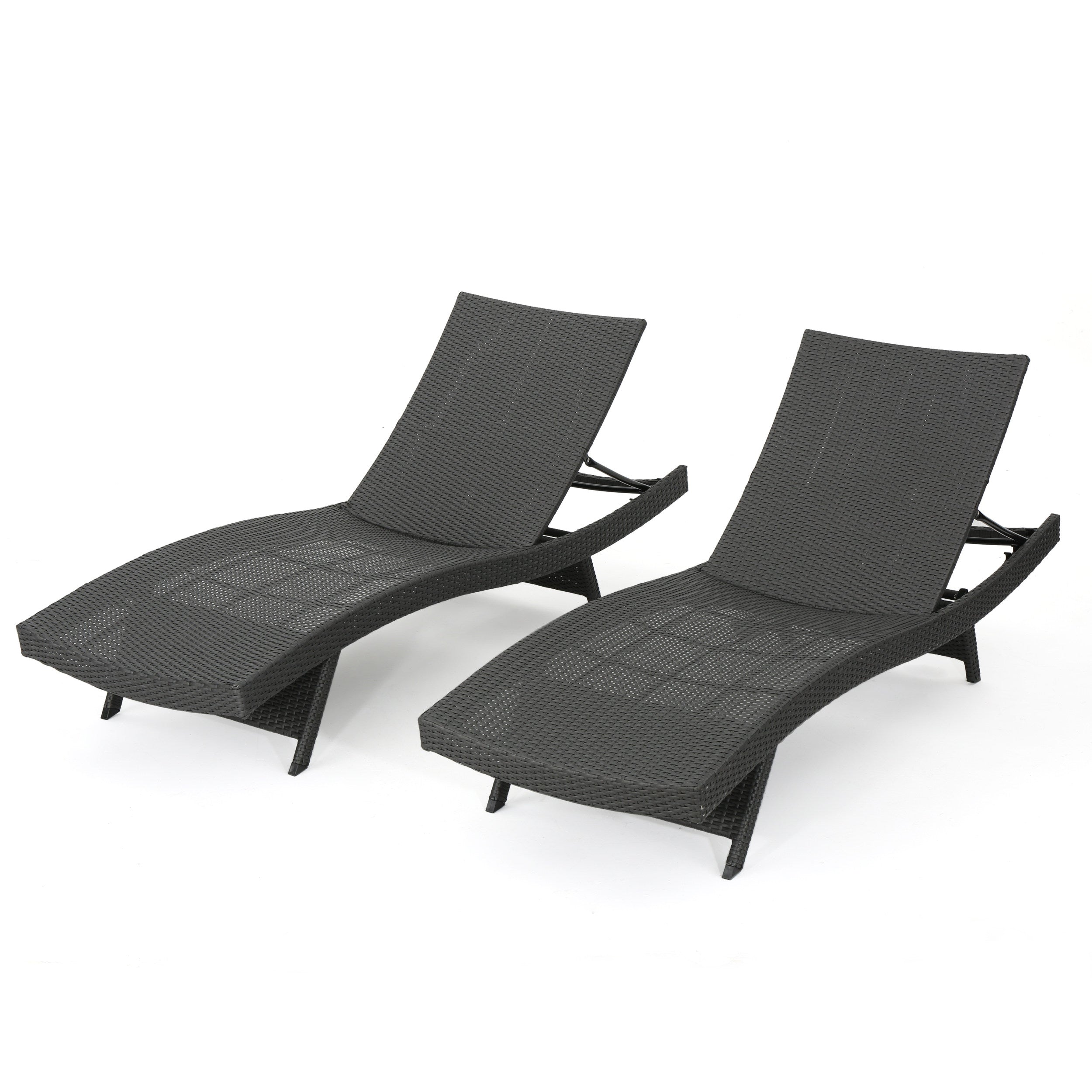 SALEM PE WICKER CHAISE LOUNGE, GREY, SET OF 2