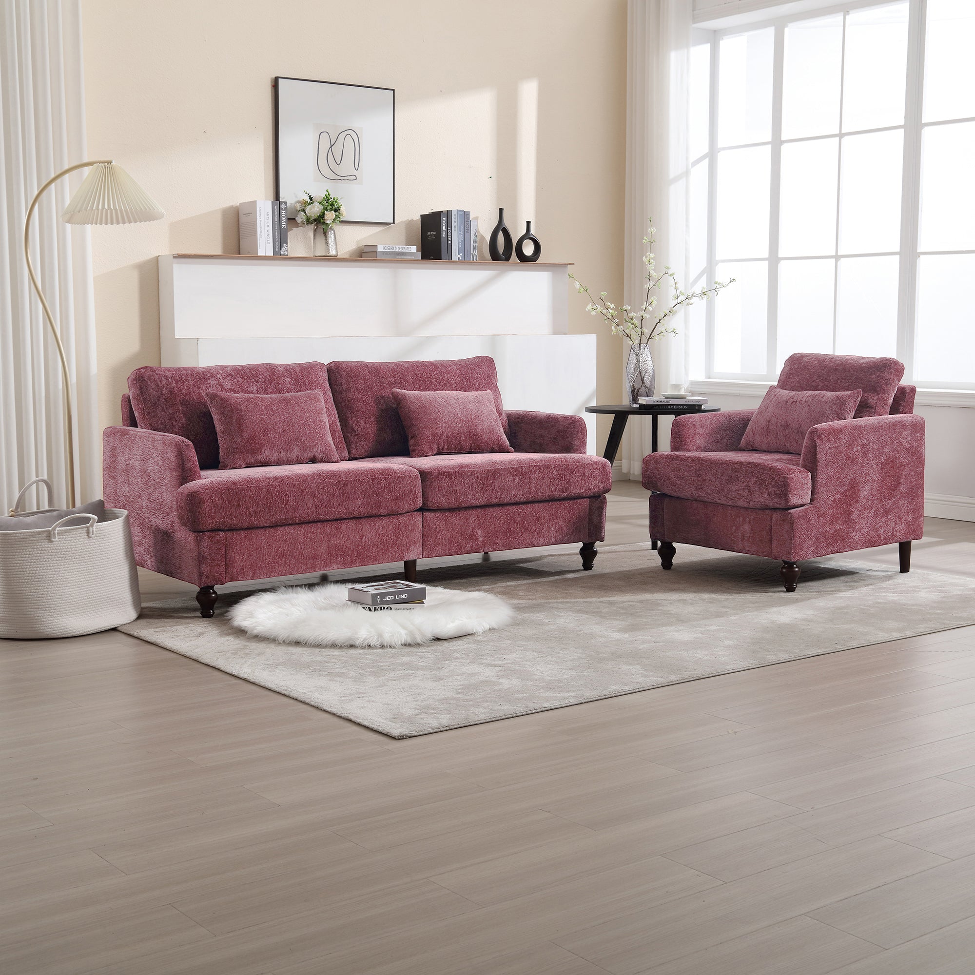 Chenille Tufted Upholstered Club Accent Chair
