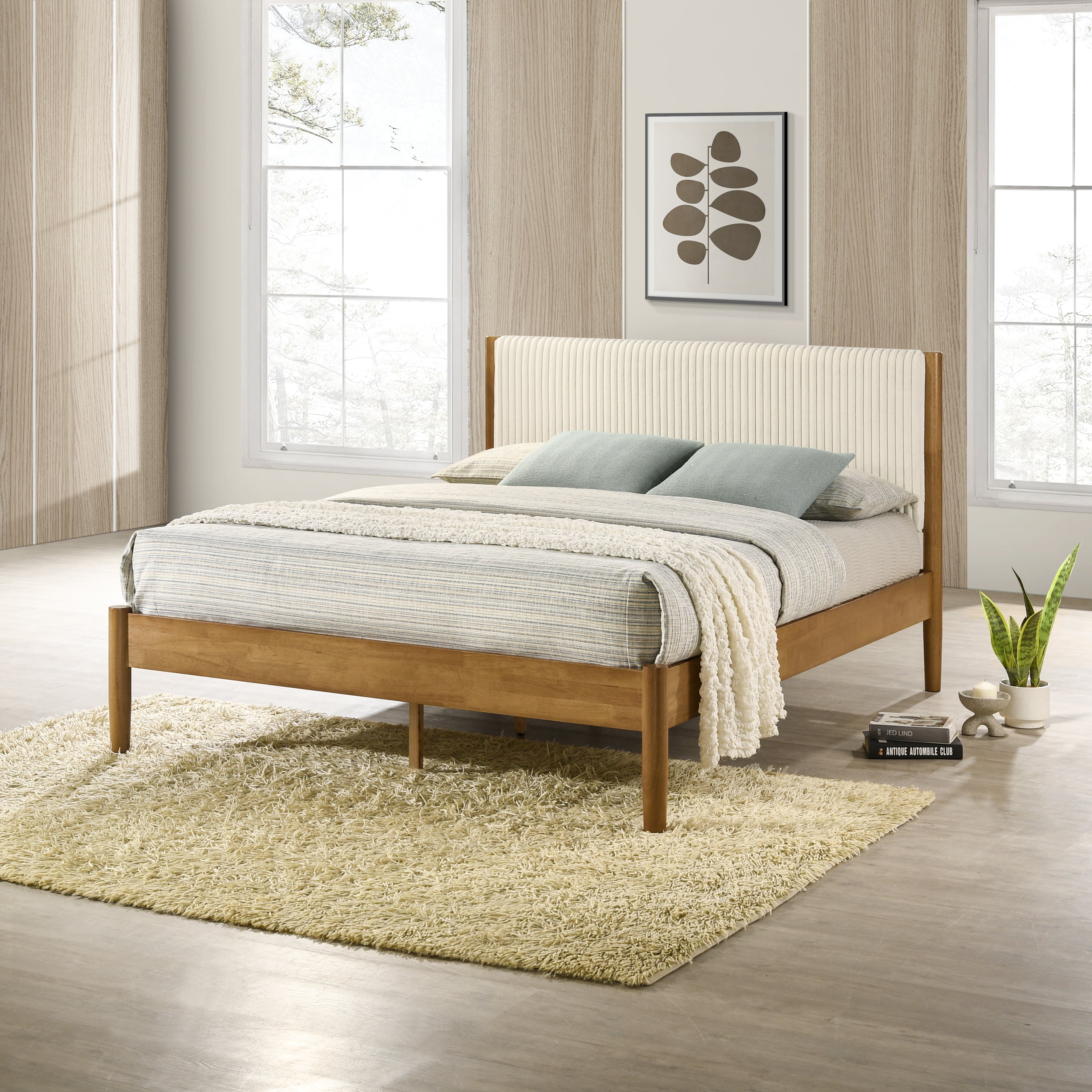 Vichy 2-Piece Rubberwood Corduroy Queen Bedroom Set