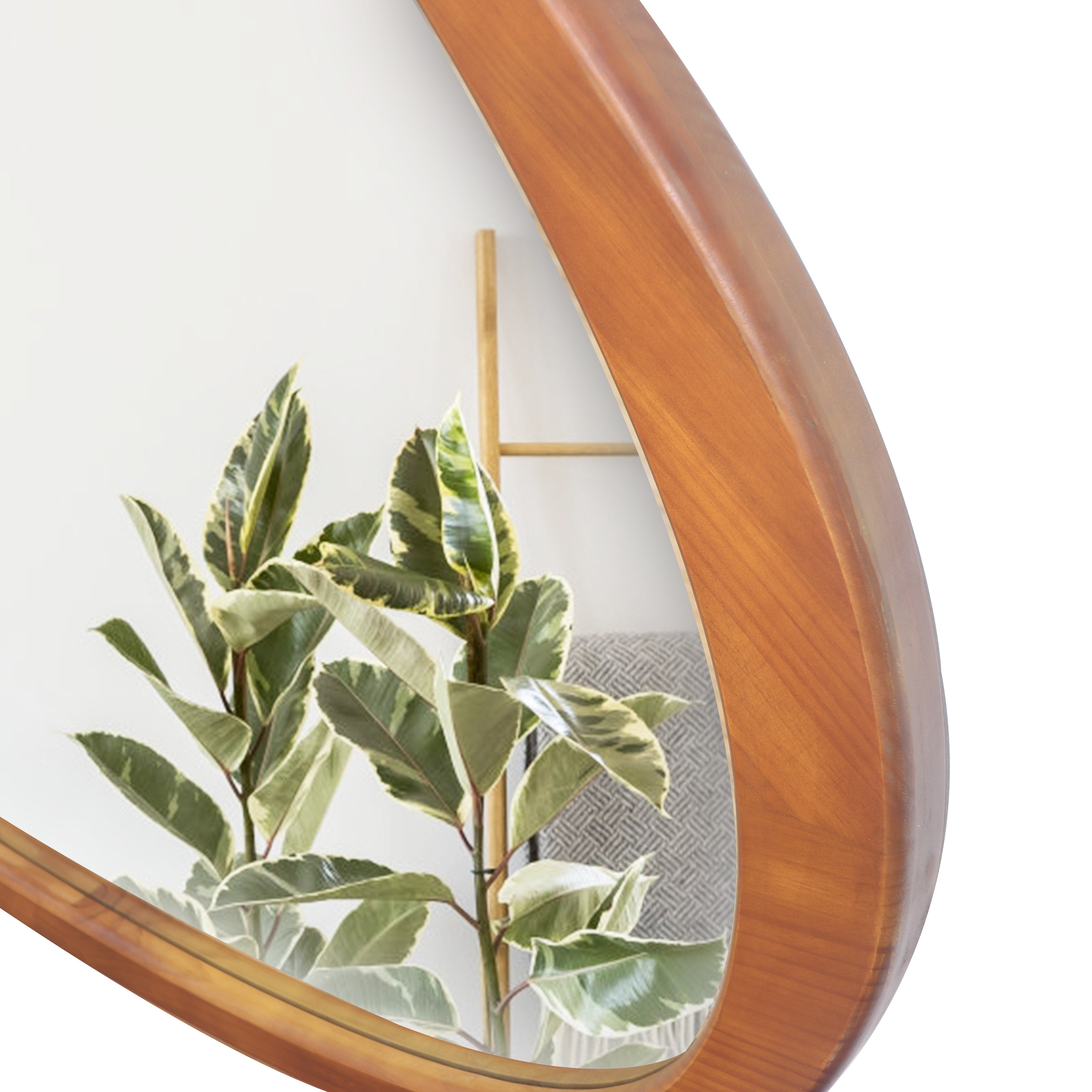 45" Wall Mirror with Curvy Shape and Pine Wood Frame