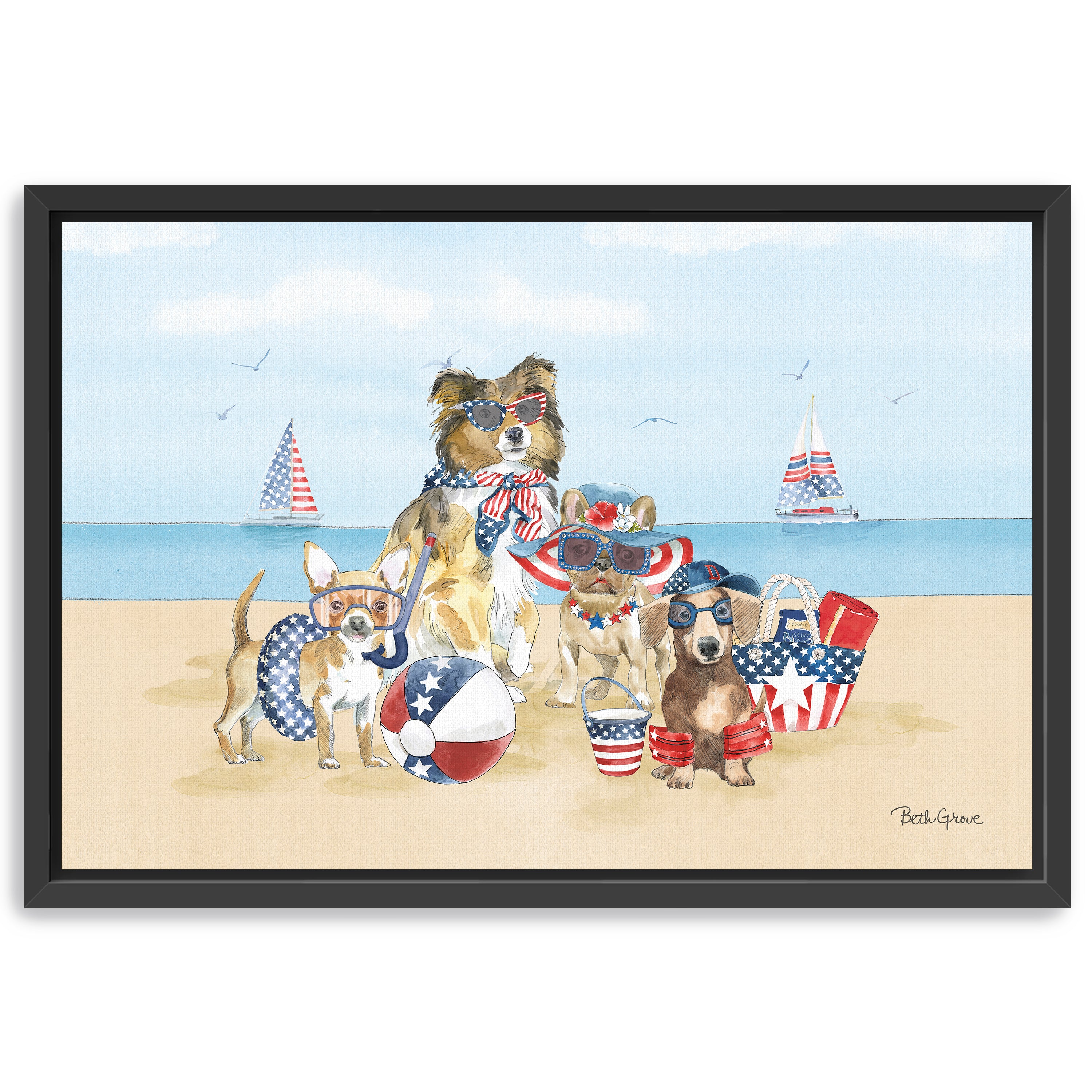 Patriotic Paws I Canvas Giclee