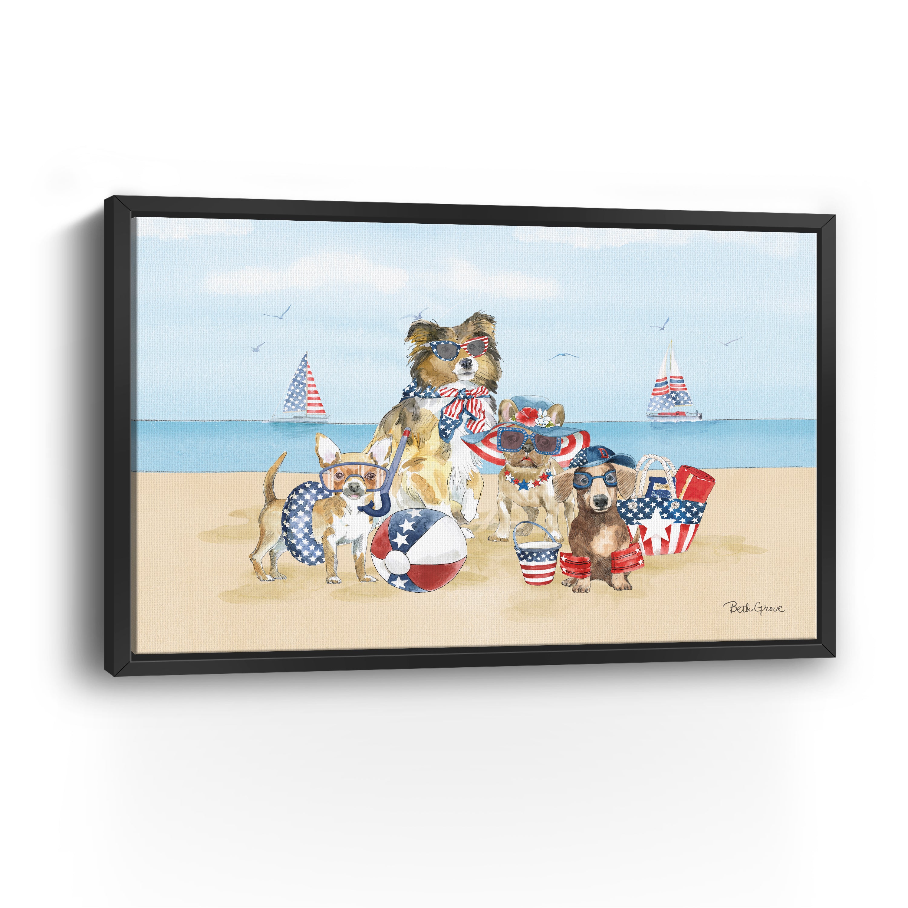 Patriotic Paws I Canvas Giclee