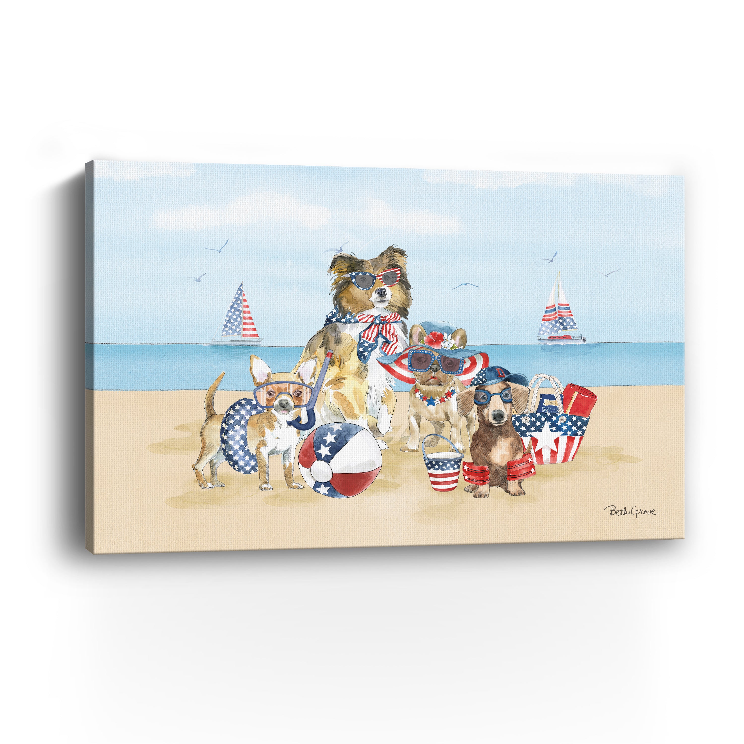 Patriotic Paws I Canvas Giclee