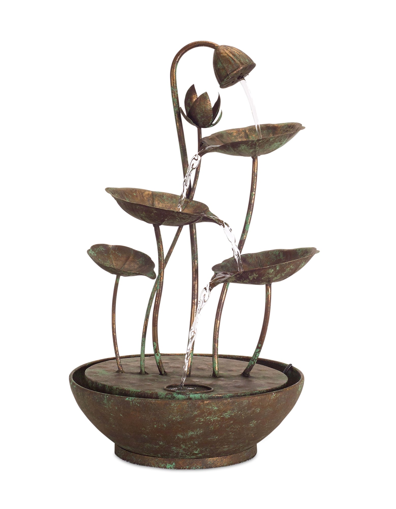 Rustic Metal Lotus Leaf Fountain 19.5"