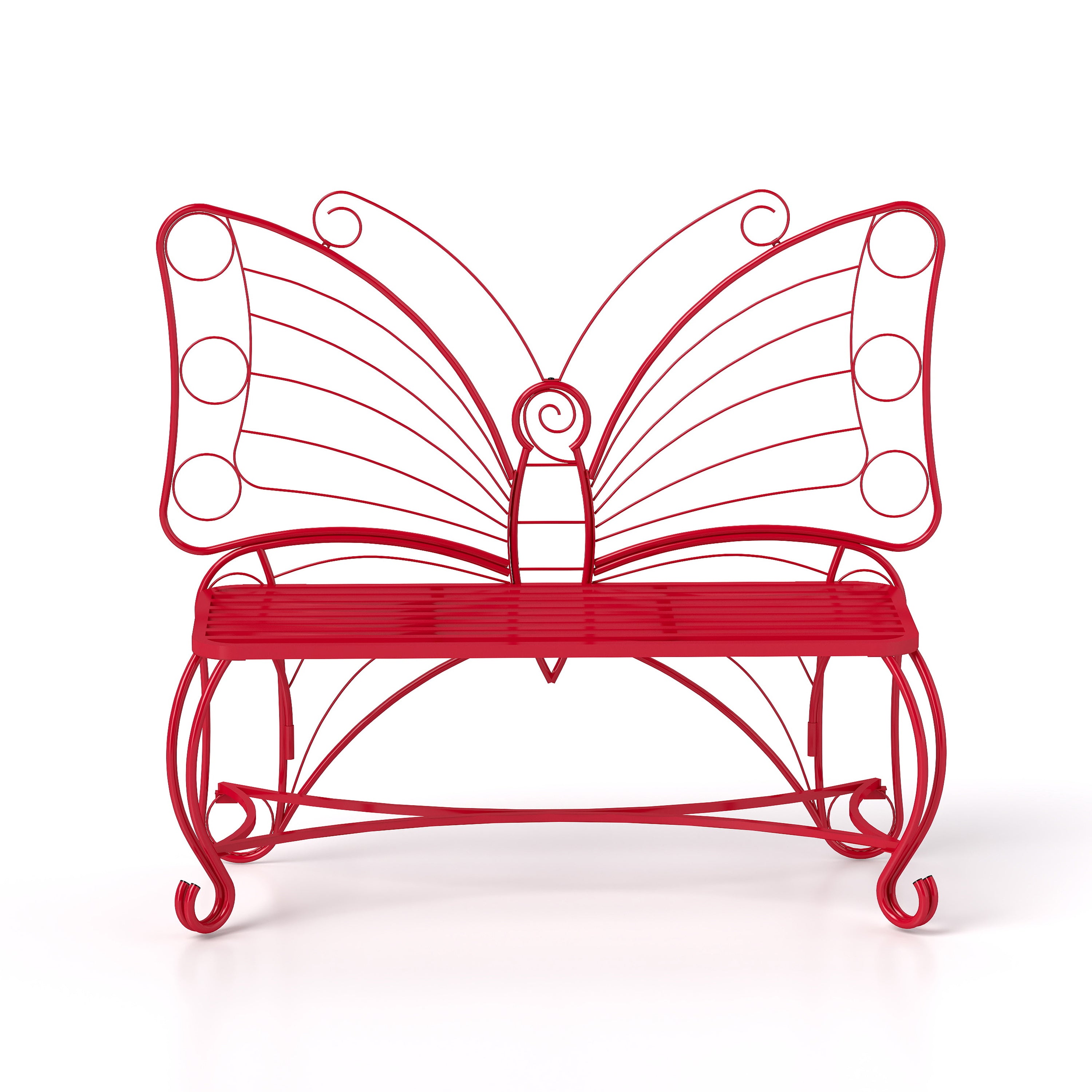 Monazite Outdoor Bench with Butterfly Back Design and Metal Frame