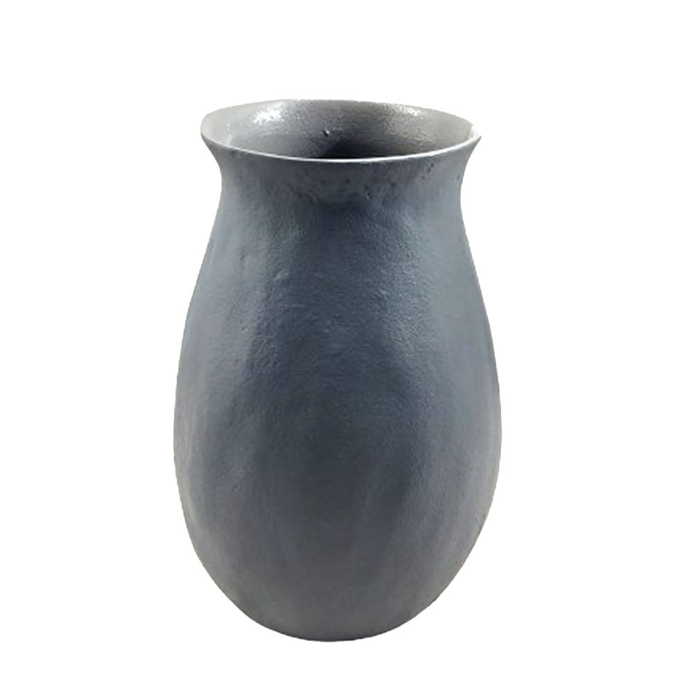 Aluminum Vase in Grey, 10.5 in