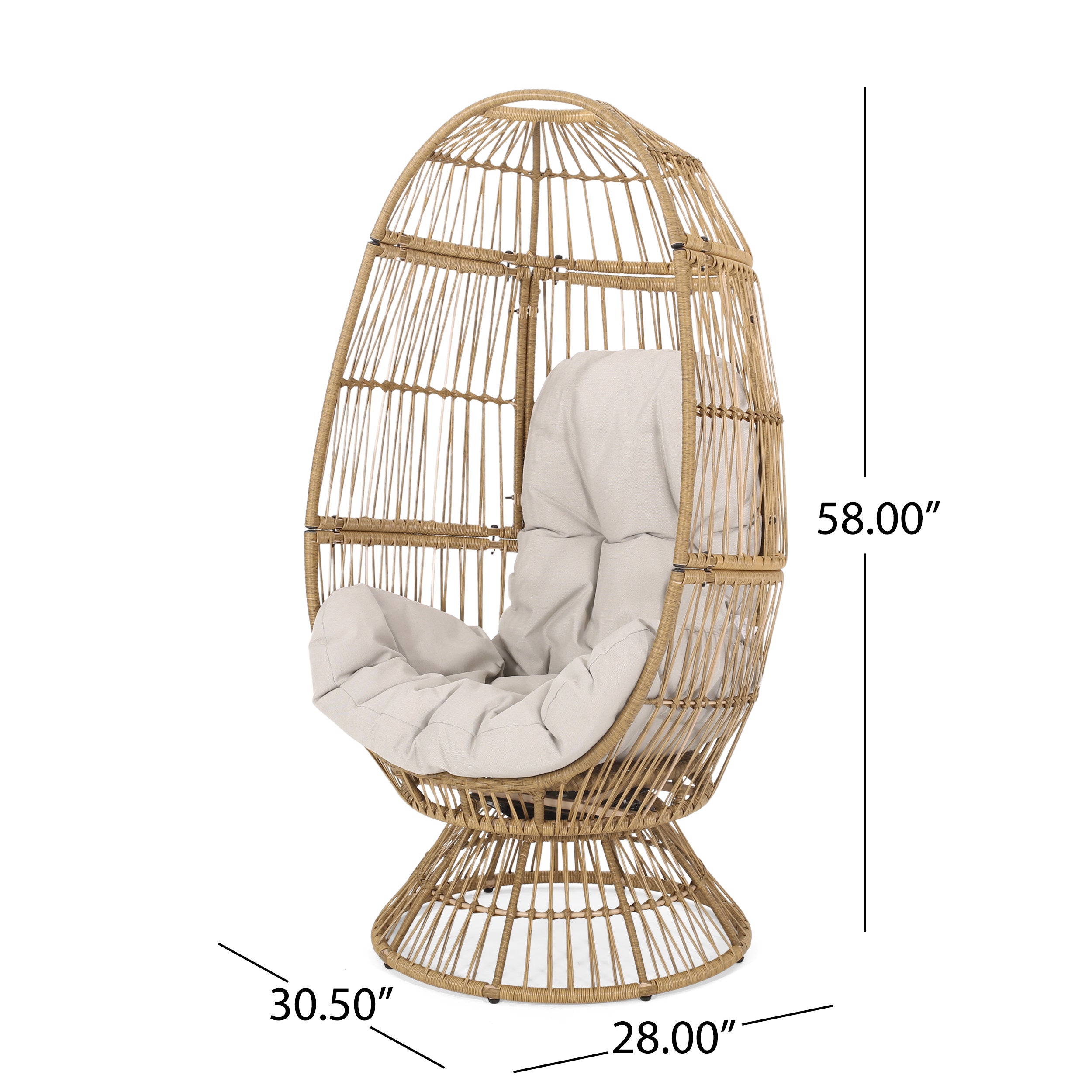 Lazulite Outdoor Egg Chair with Water-Resistant Cushion and Swivel Function