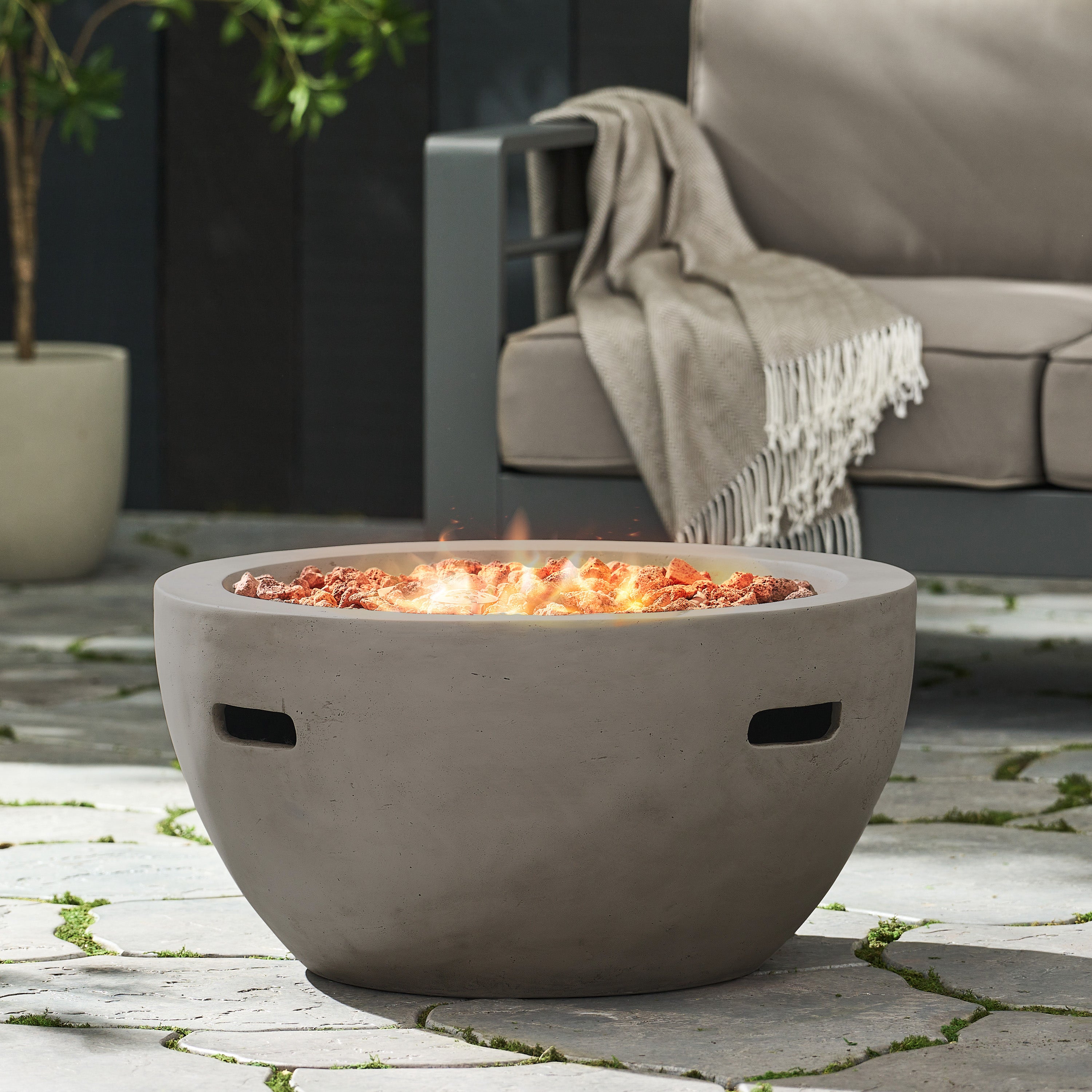 27" Bowl Shaped Propane Fire Pit, Tank Cover Not Included