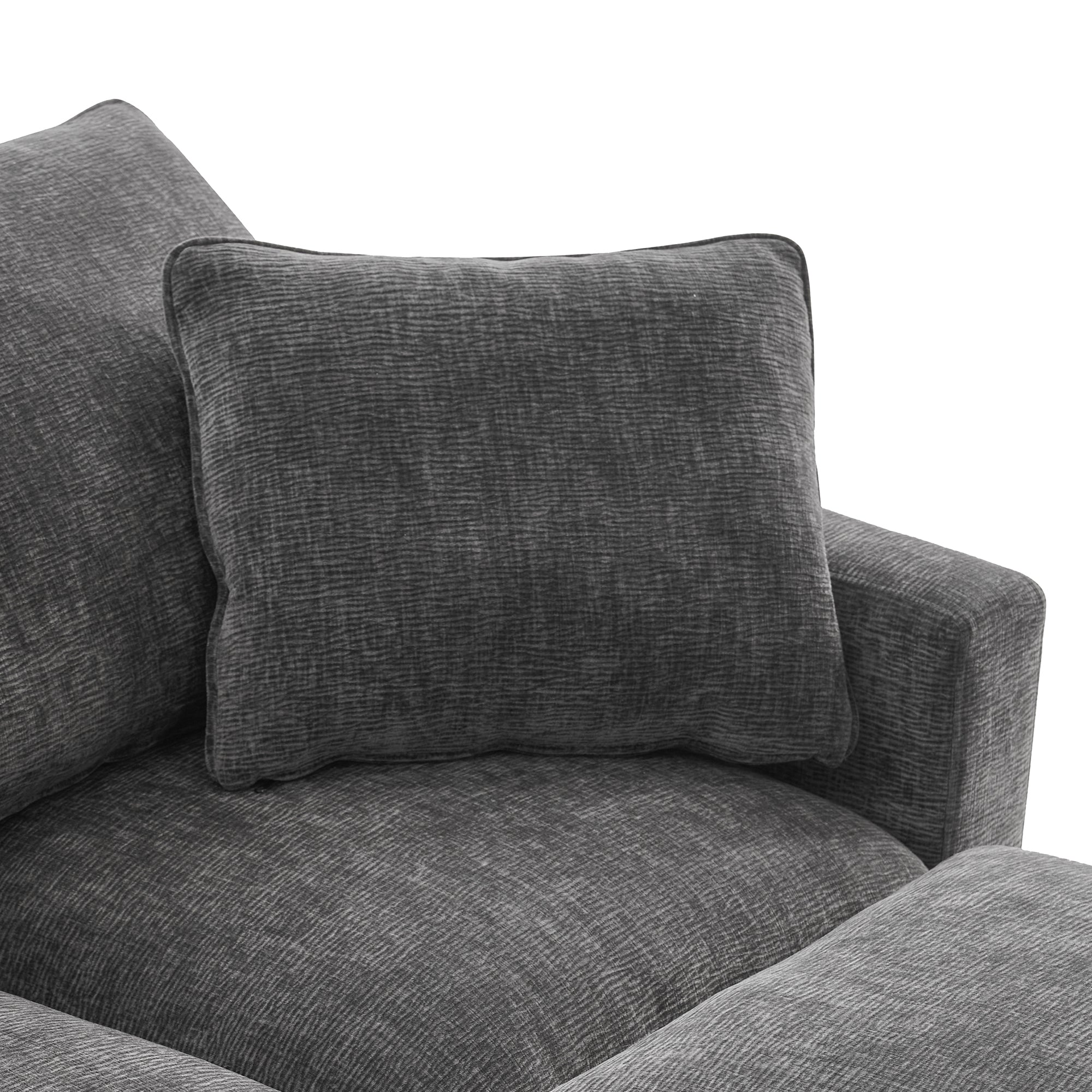 Chenille Modular Sofa with 2 Pillows, Seats 4