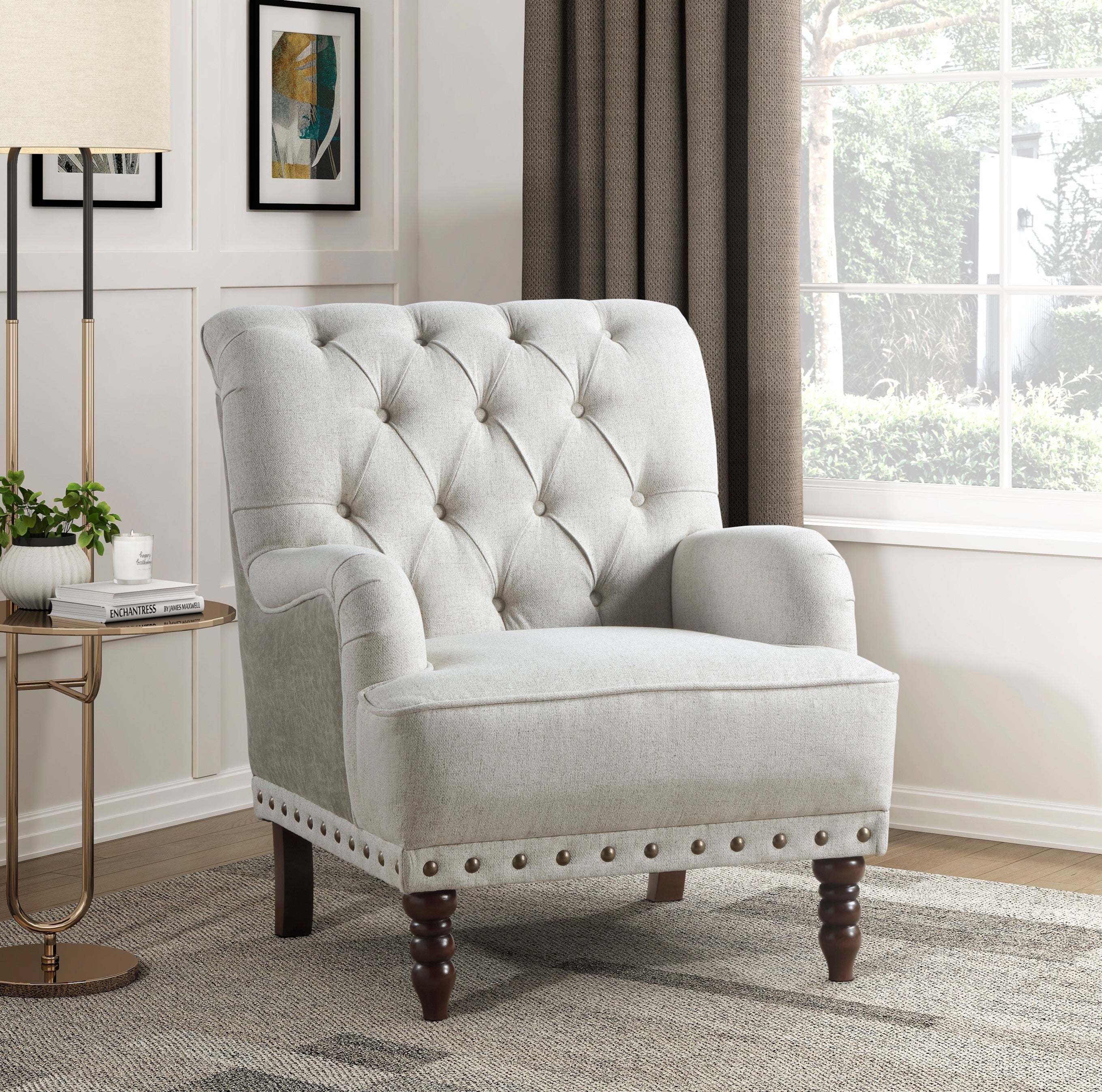 Button-Tufted Accent Chair