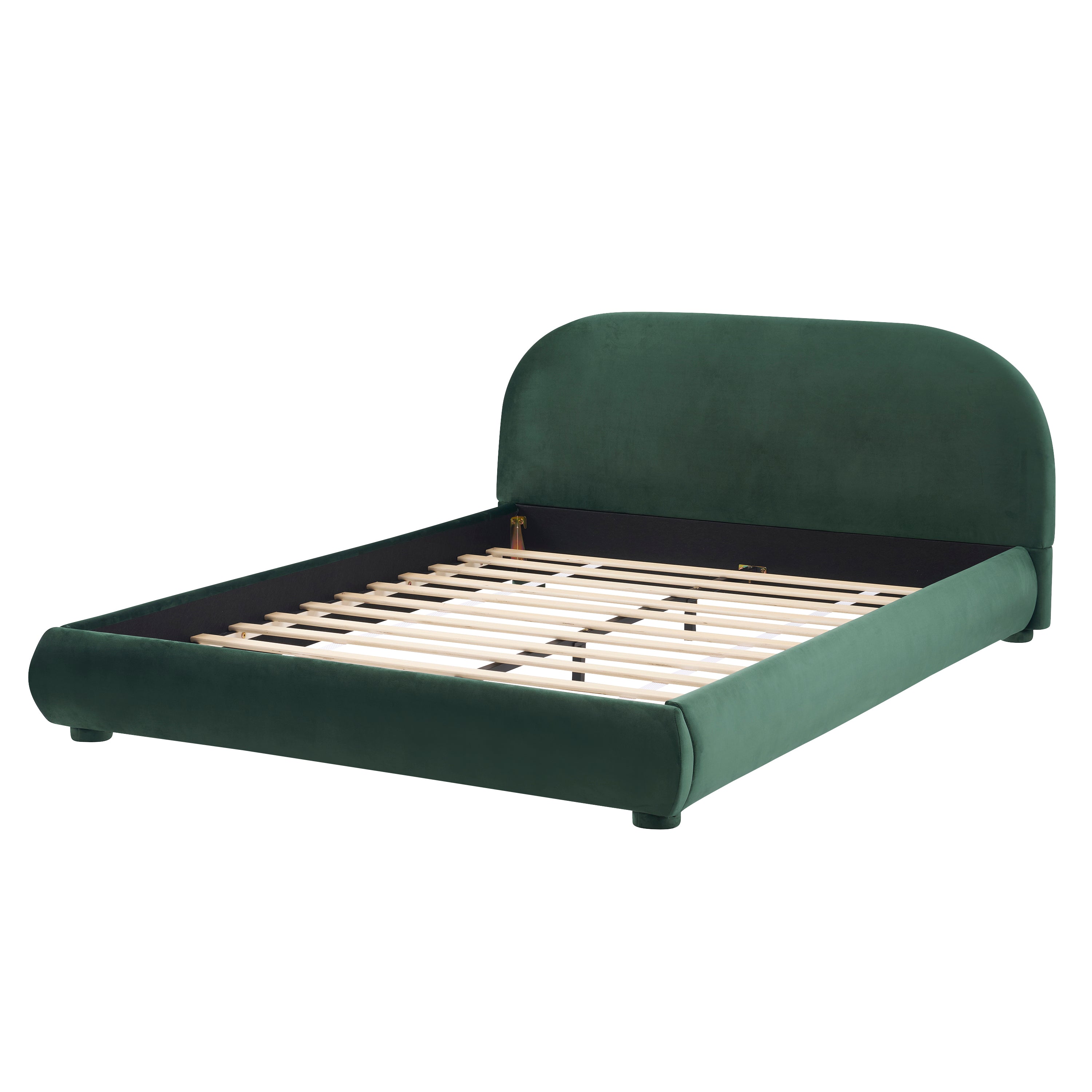 Modern Bed Frame with Upholstered Curved Headboard