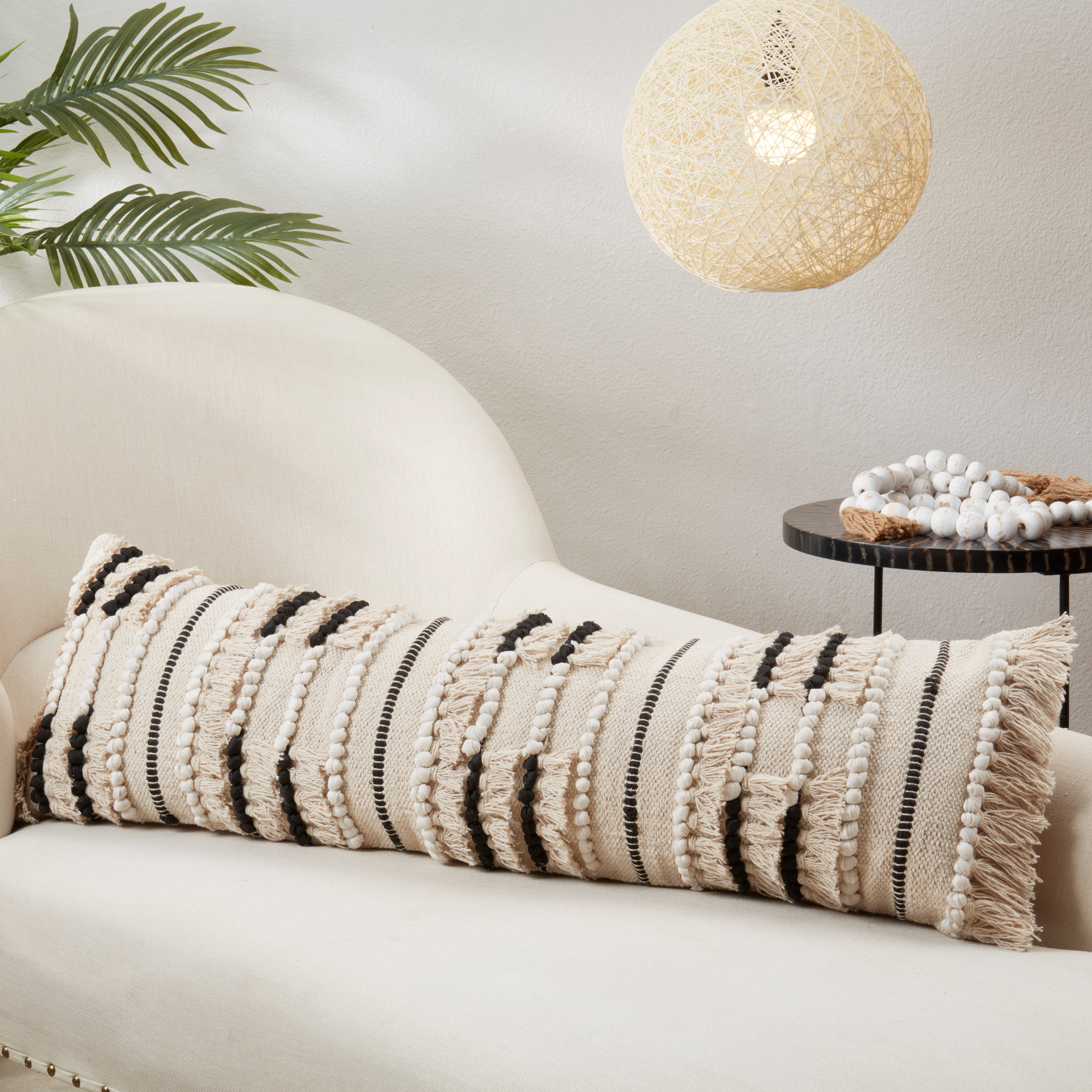 Stylish Fringe Poly Filled Throw Pillow