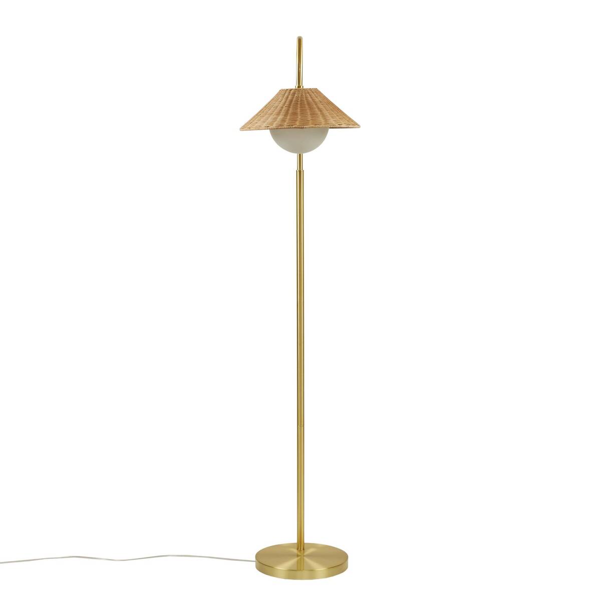 Colander Rattan Weave Shade Floor Lamp with Iron Base