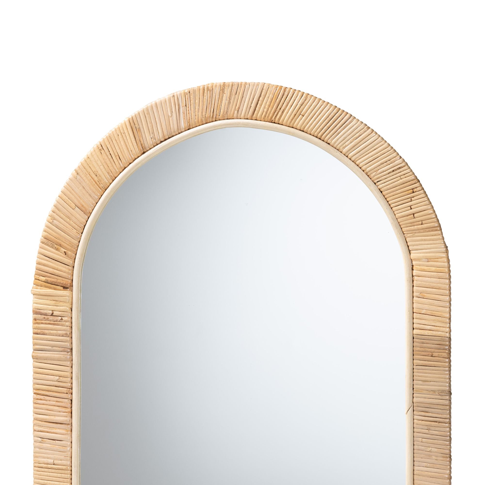 Marek Mahogany Wood and Rattan Oval Mirror