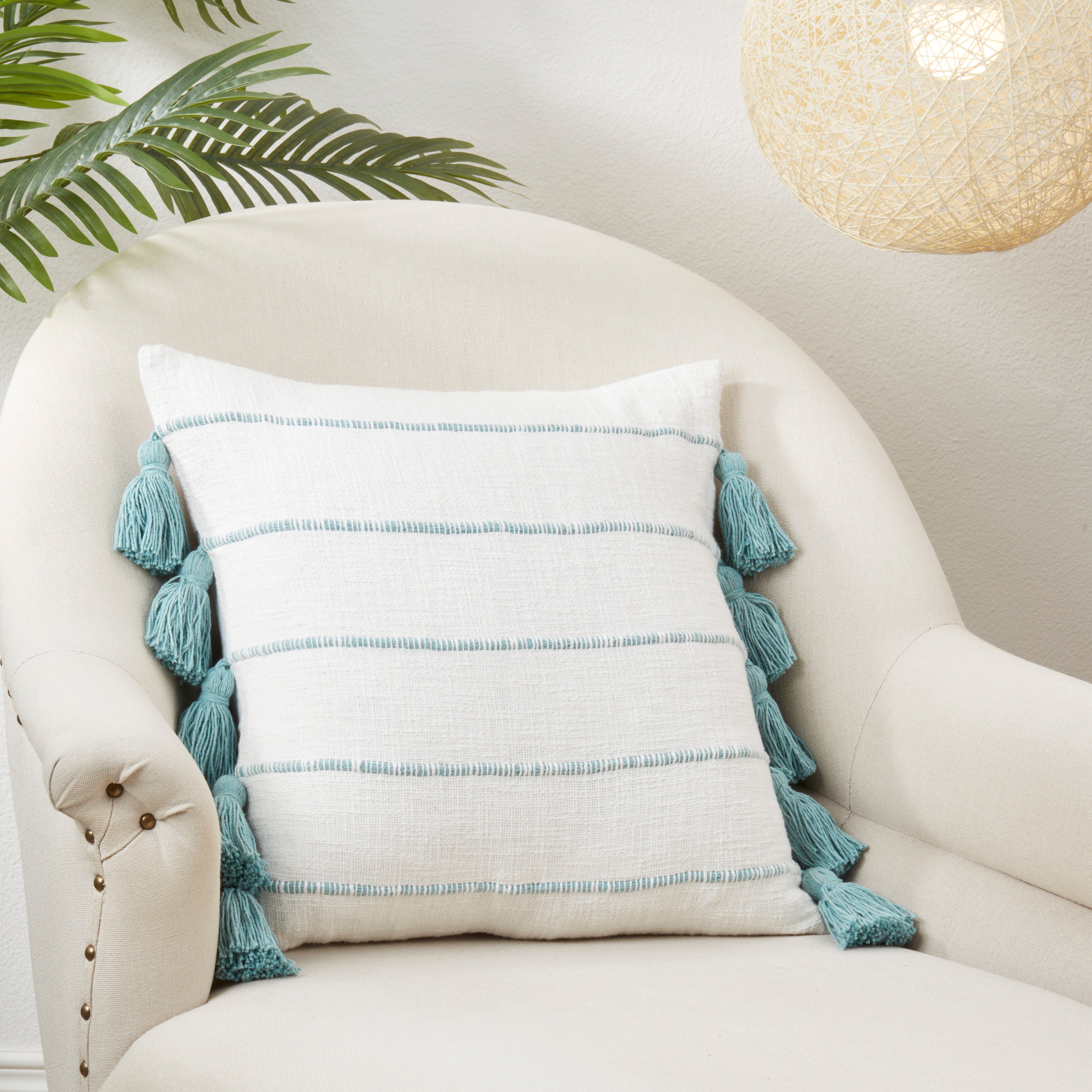 Tassel Fantasy Stripe Poly Filled Throw Pillow