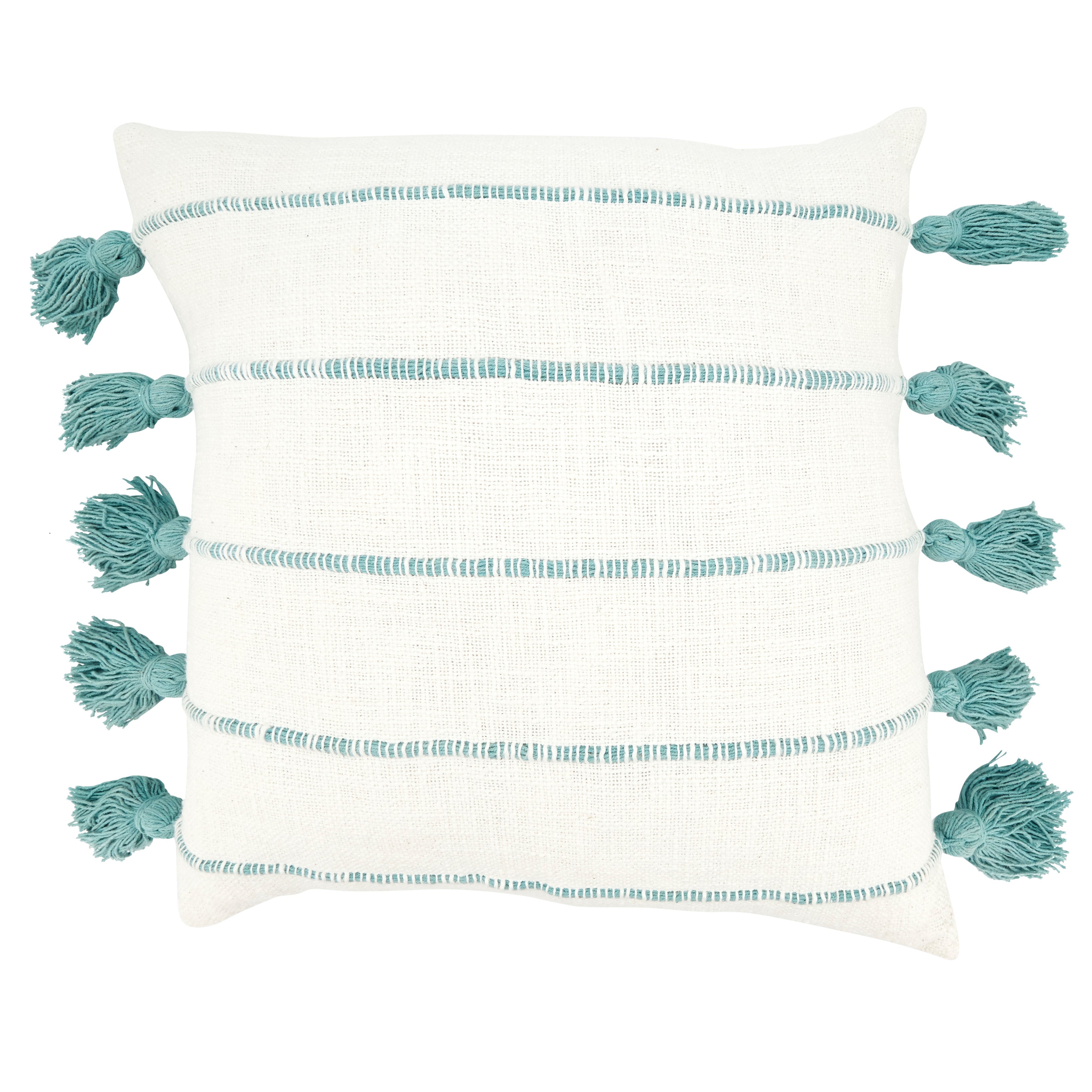 Tassel Fantasy Stripe Poly Filled Throw Pillow