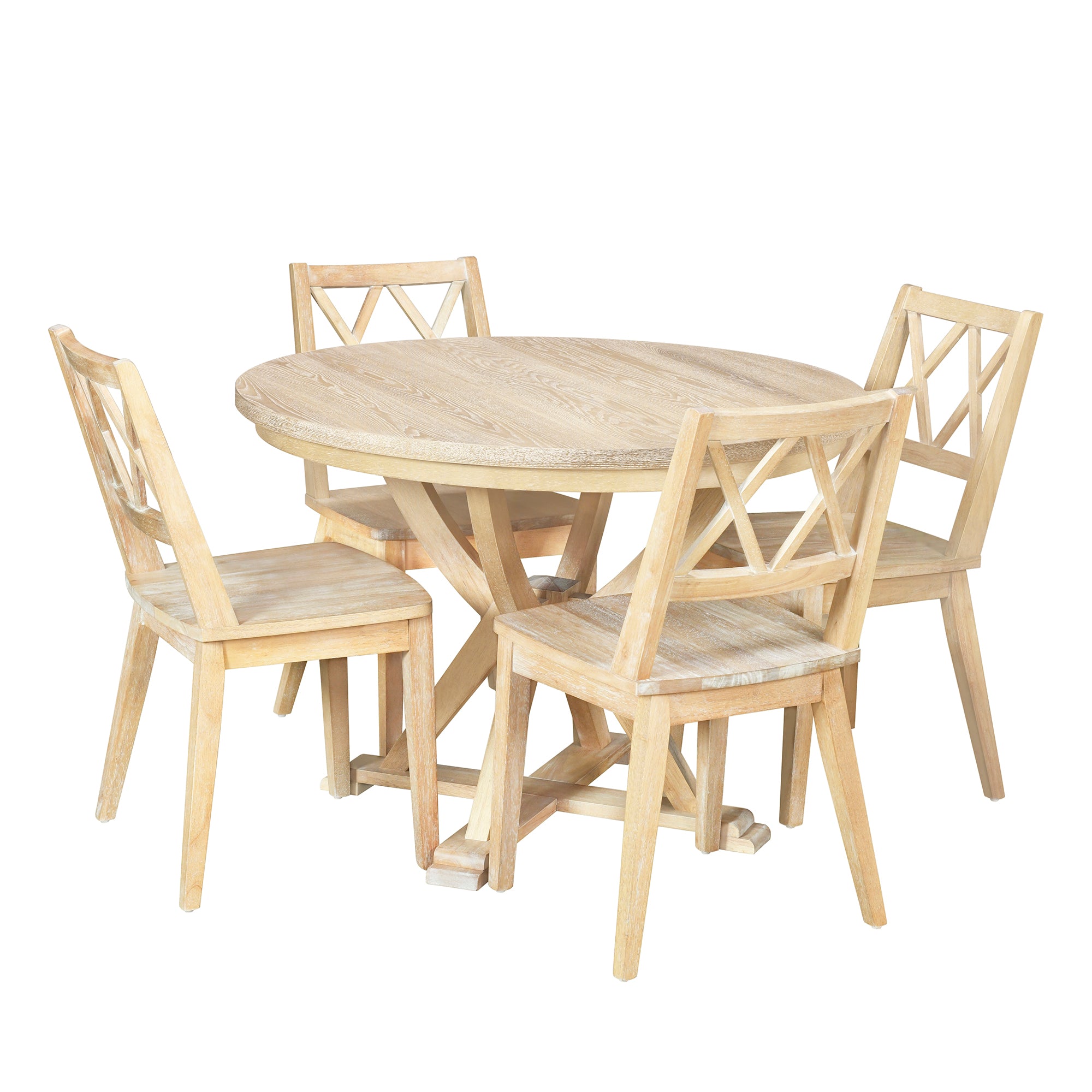 5-Piece Dining Set with Extendable Oval Table and 4 Cross Back Dining Chairs