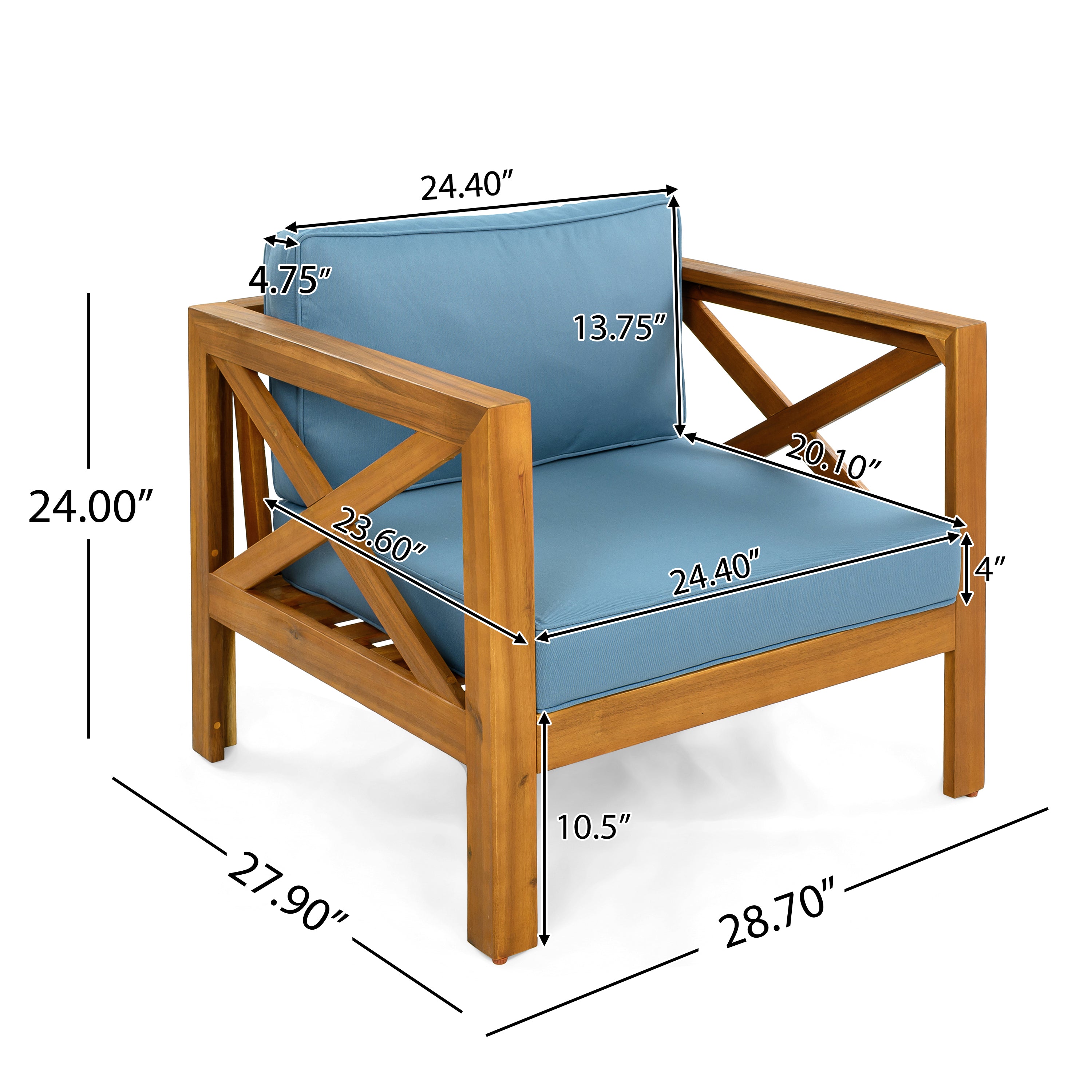 Brava Outdoor 3-Piece Patio Conversation Set