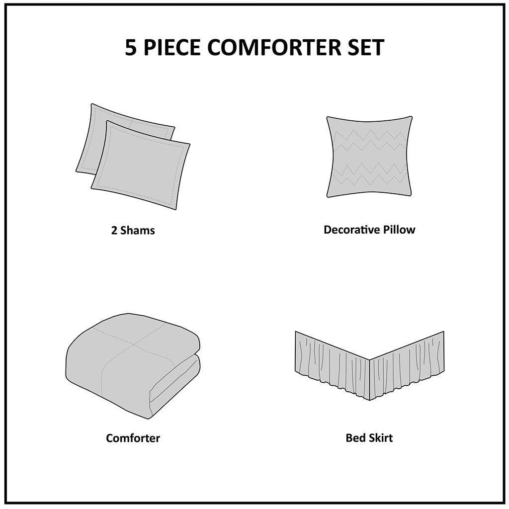 Celeste 5-Piece Microfiber Ruffled Comforter Set