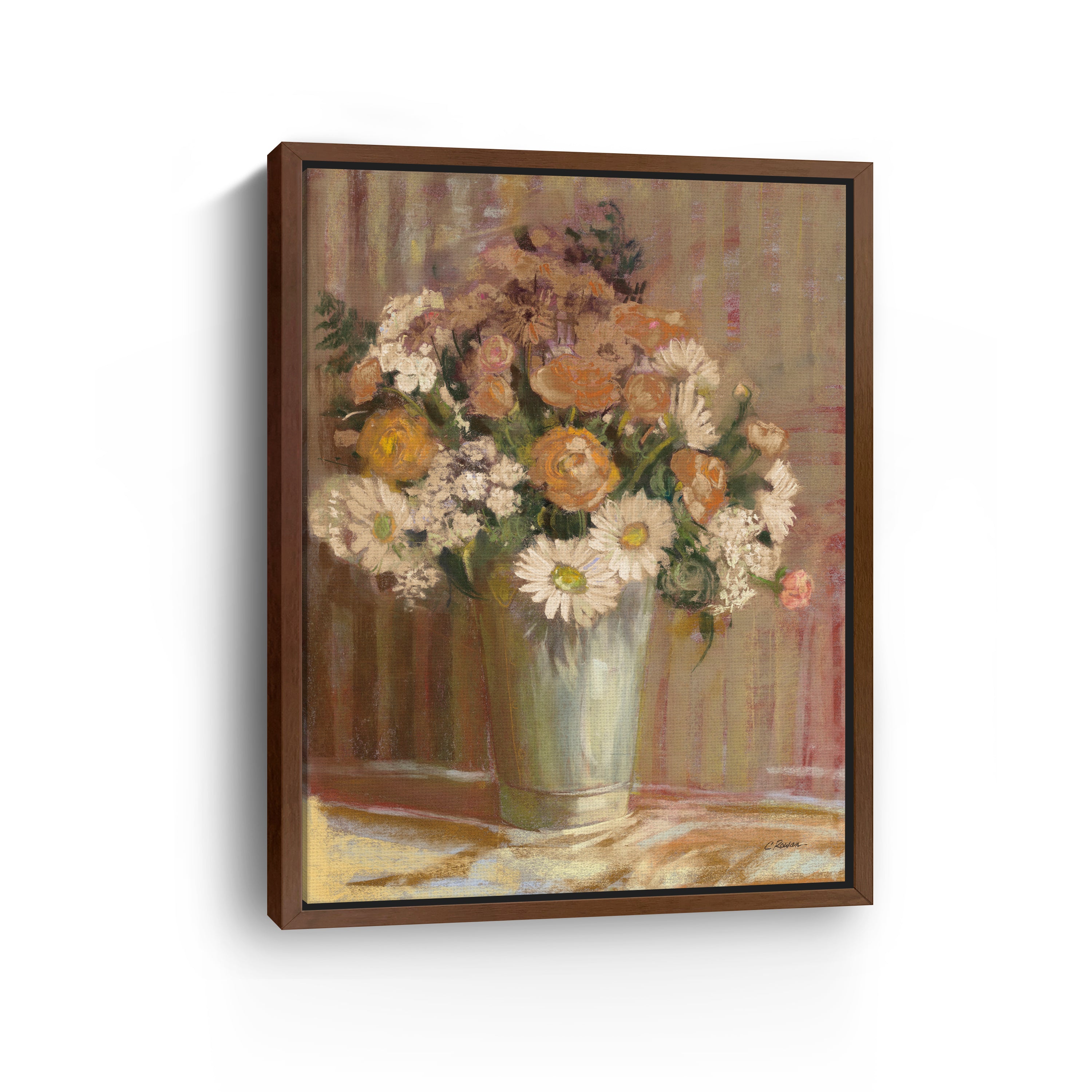 Vase of Flowers Cream Canvas Giclee