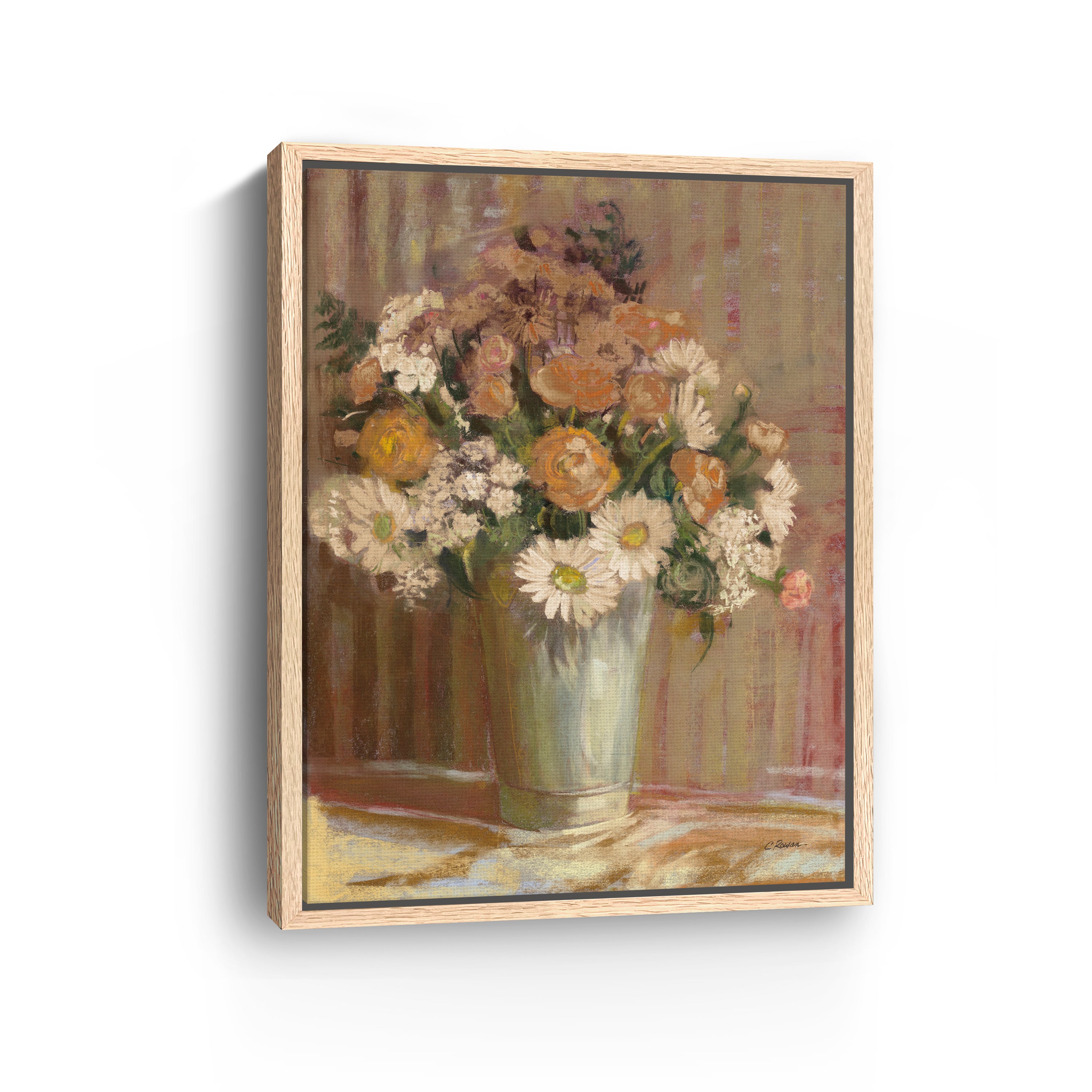 Vase of Flowers Cream Canvas Giclee