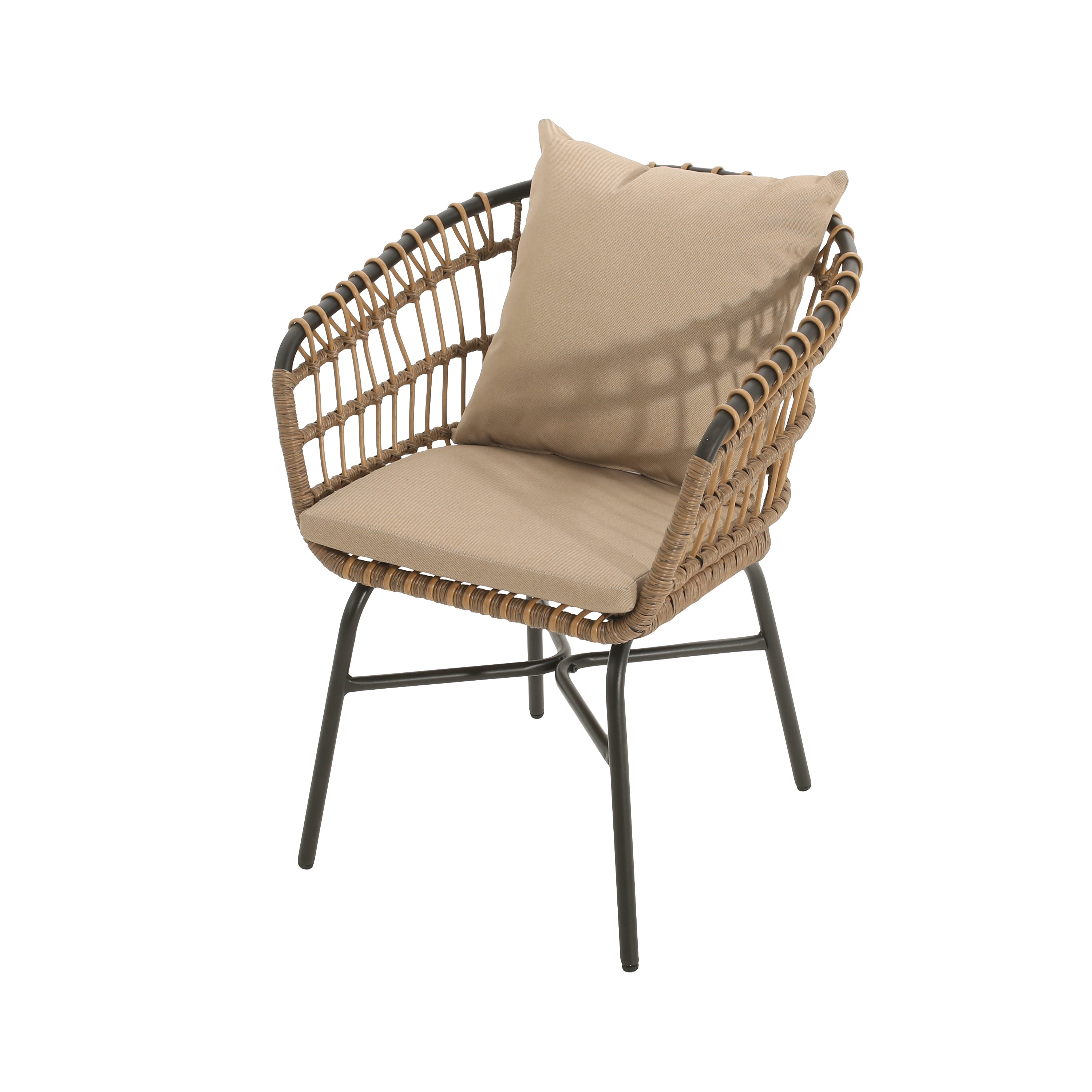 Outdoor PE Rattan Chair with Water-Resistant Cushions, Set of 2