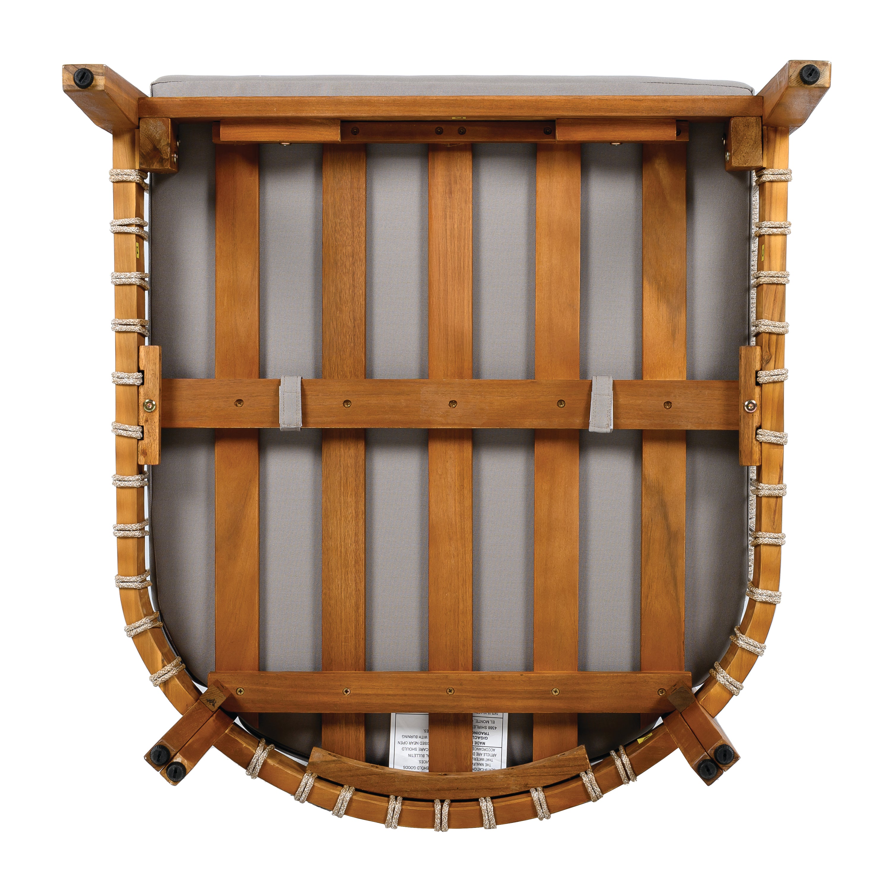 Azari Outdoor Acacia Wood Club Chair with Handwoven Rope Accents & Curved Backrest