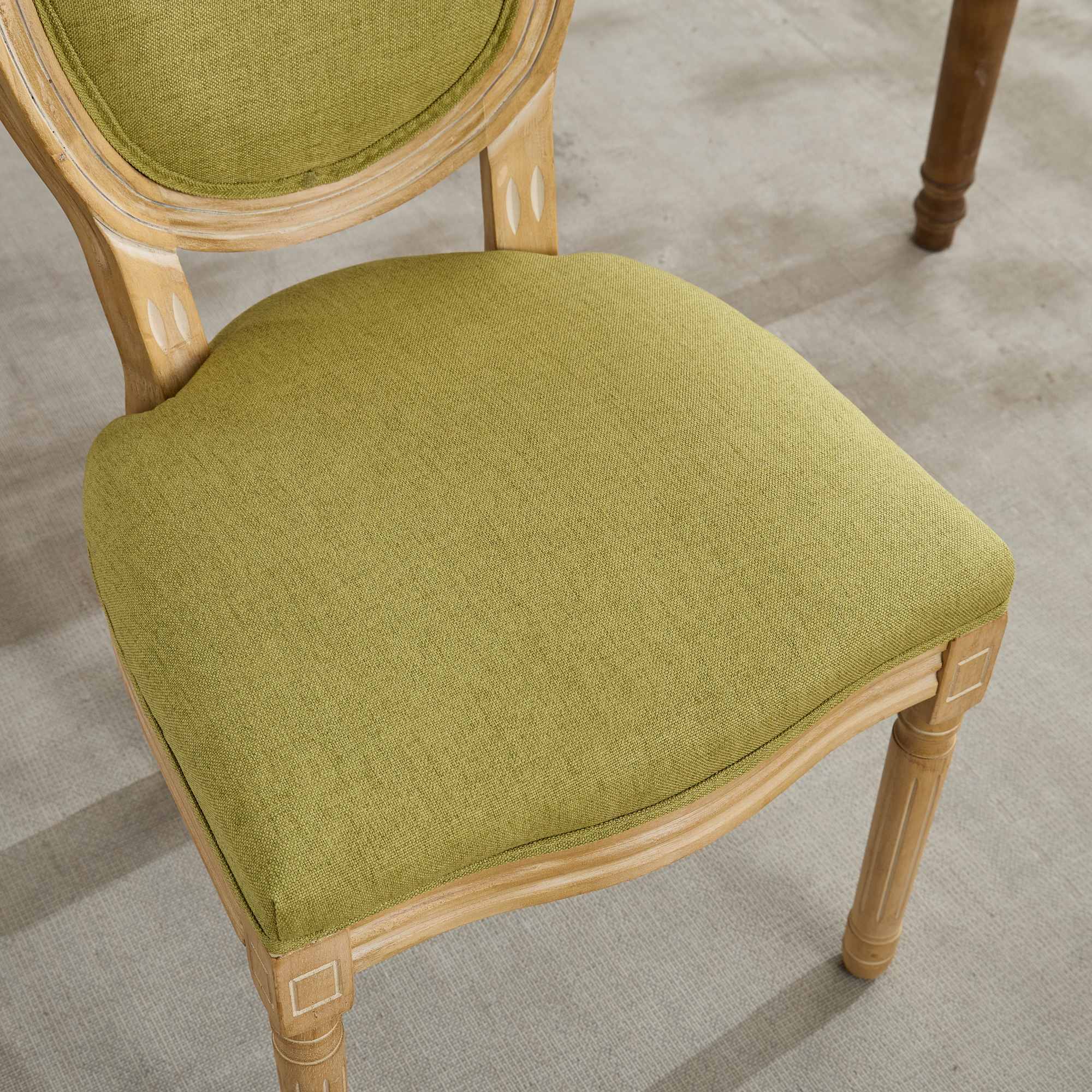 French Country Dining Chairs with Round Upholstered Backrest, Set of 2